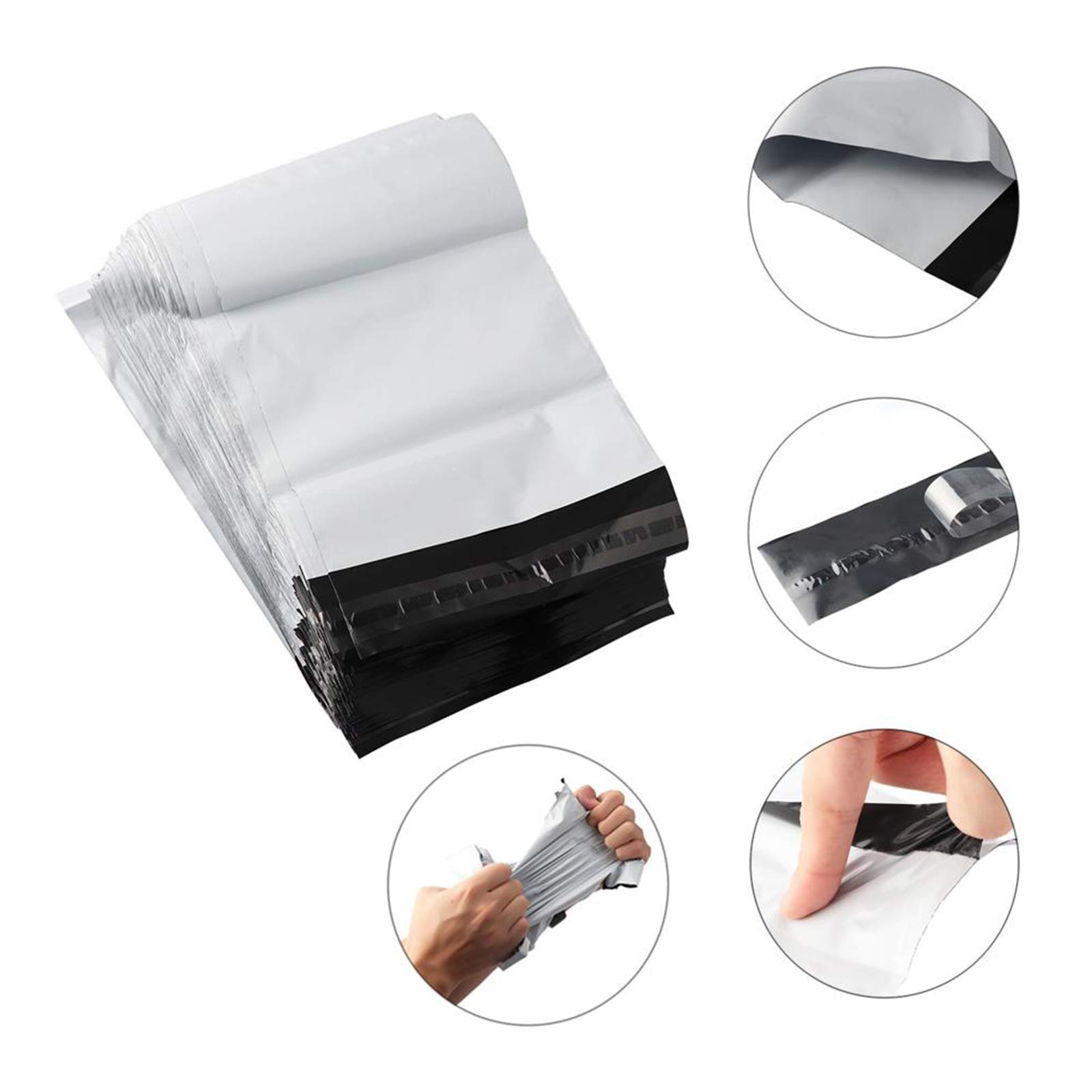 100 PCS 7.5 X 10.5 Inch White Poly Mailer Envelopes - 2.5 Mil Self Adhesive Waterproof Tear-Proof Shipping Bags for Ecommerce, Online Stores, Amazon FBA and USPS Mailing (#2)
