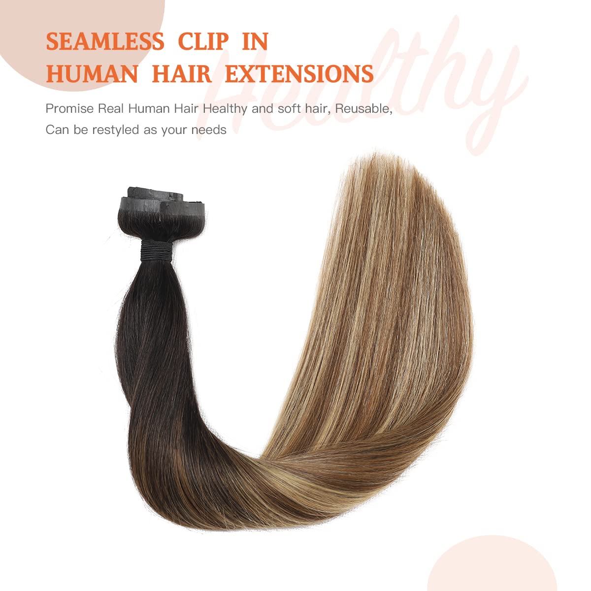 Premium 100% Human Hair Clip-In Extensions - Silky Straight Hair Extensions for Length & Volume | Perfect for Parties, Weddings & Everyday Styling