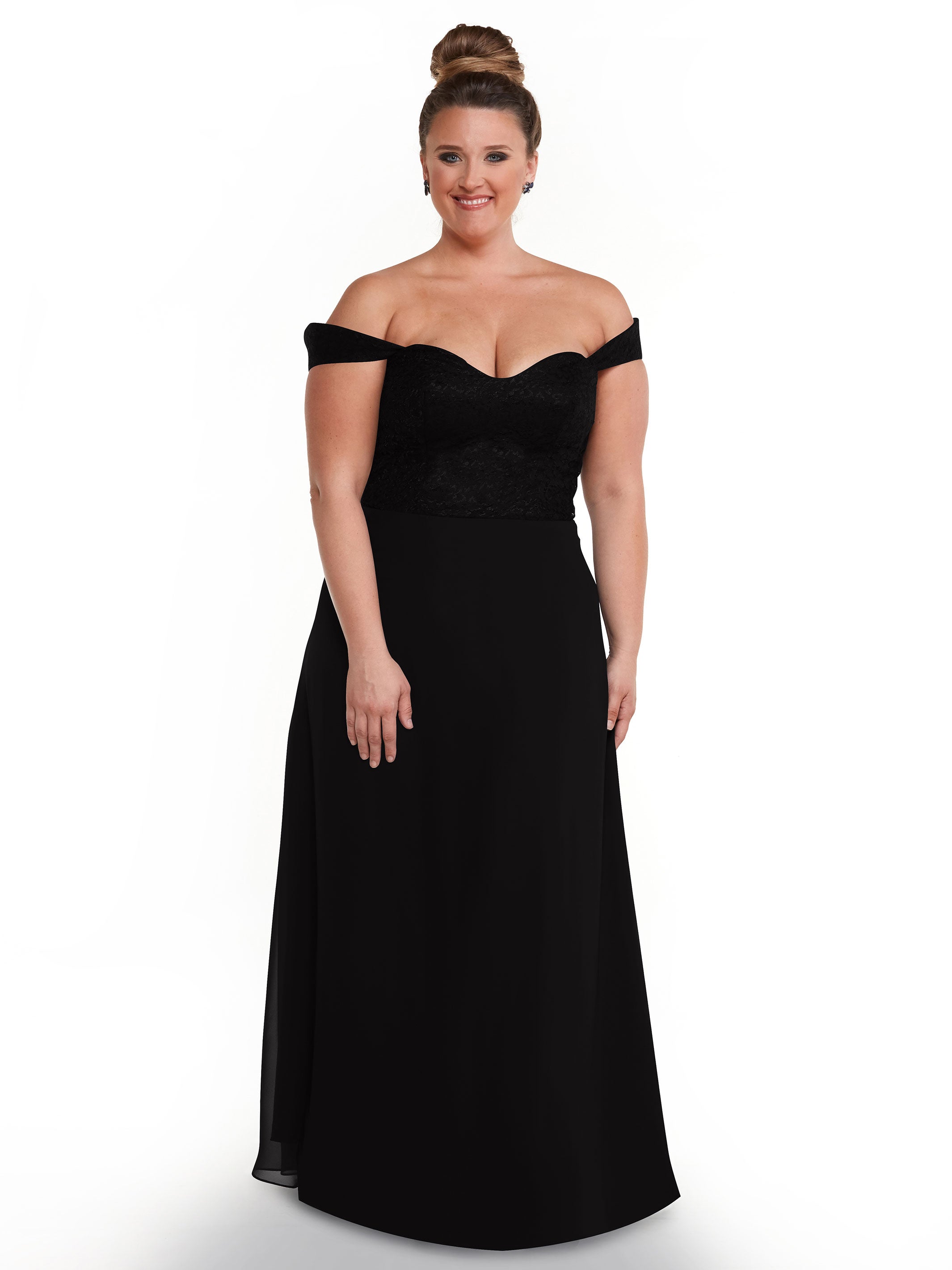 Elegant Off-the-Shoulder Chiffon A-Line Bridesmaid Dress with Lace Bodice - Perfect for Weddings, Formal Events & Special Occasions