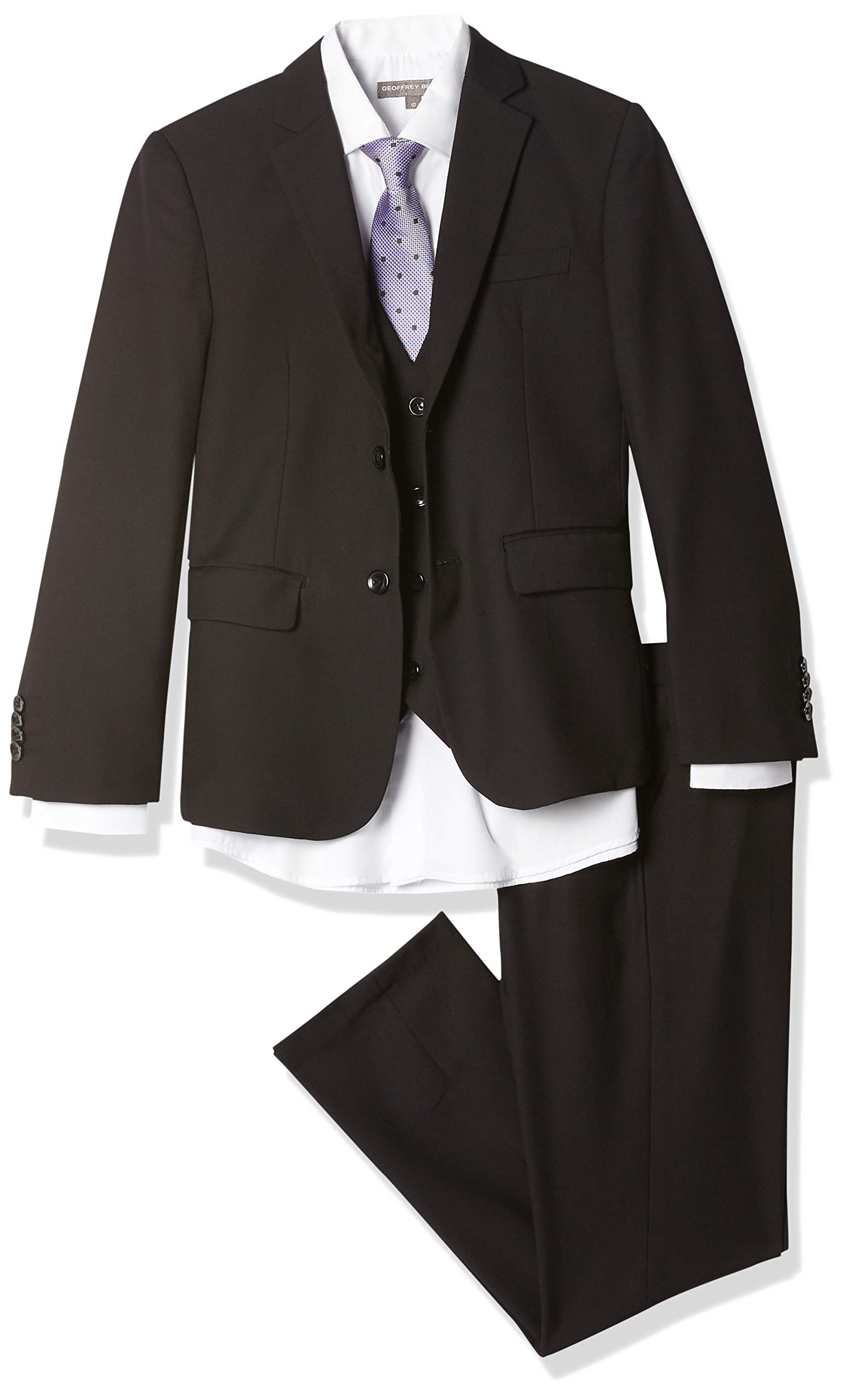 Geoffrey Beene Boys' 5-Piece Solid Color Suit Set - Formal Wear for Weddings, School Pictures & Special Occasions
