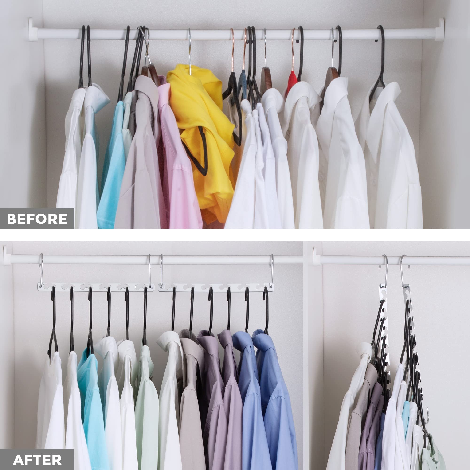 HOUSE DAY 20-Pack Heavy Duty Space Saving Clothes Hangers | 30 Lbs Capacity Metal Magic Hanger Organizer | Sturdy Multi Hangers for Closet Storage | Perfect for Small Spaces, Travel & Home Organization