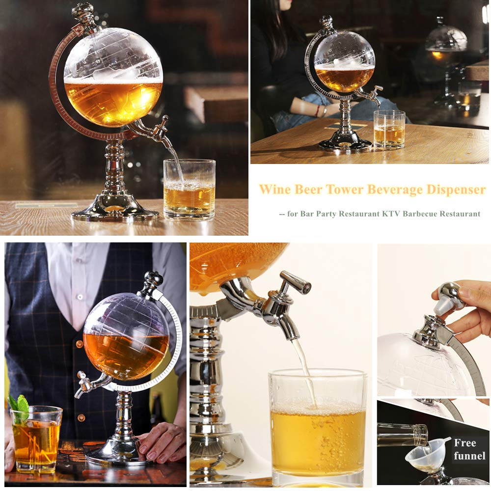 3.5L (120OZ) Spherical Beverage Dispenser Tower - Draft Beer, Wine, Juice & Water Pourer for Home Bar, Parties & Events - Perfect for Entertaining, Weddings & Outdoor Gatherings