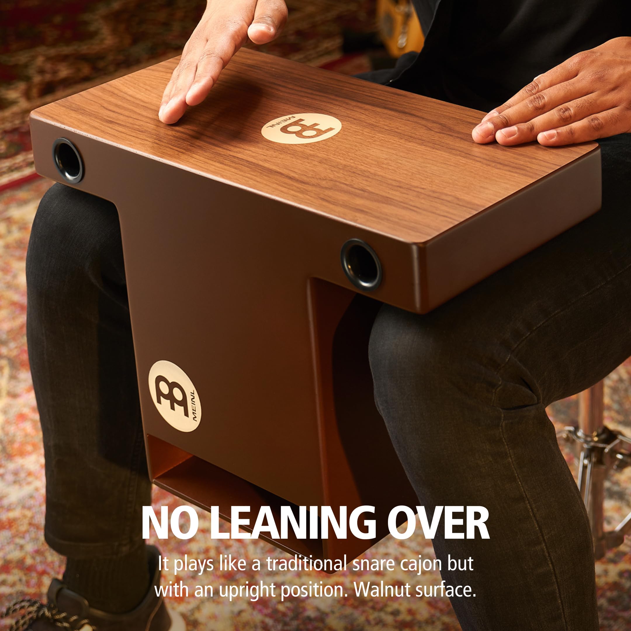 Meinl Slaptop Cajon Box Drum with Internal Snares & Sound Ports - Walnut Finish, 2-Year Warranty (TOPCAJ2WN) | Perfect for Live Performances, Studio Recording & Acoustic Jam Sessions