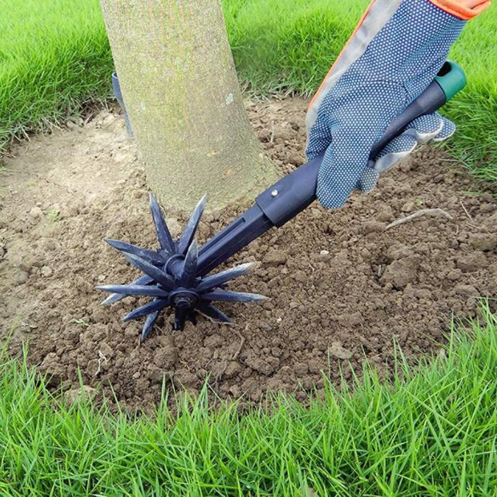 Heavy Duty 3-Tine Rotary Cultivator Tool - Detachable Handle Garden Soil Tiller for Weeding, Aeration & Soil Turning - Perfect for Garden, Balcony, Orchard, Patio & Lawn Care (Ideal for Vegetable Beds, Flower Gardens & Landscaping Projects)