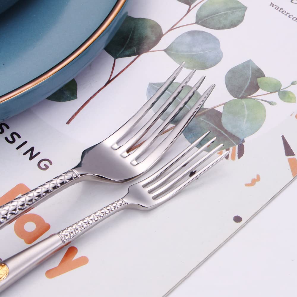 Premium 40-Piece Stainless Steel Flatware Set - Service for 8 with Spoons, Forks & Knives - Mirror Polished & Dishwasher Safe Cutlery for Home Dining, Parties & Everyday Use