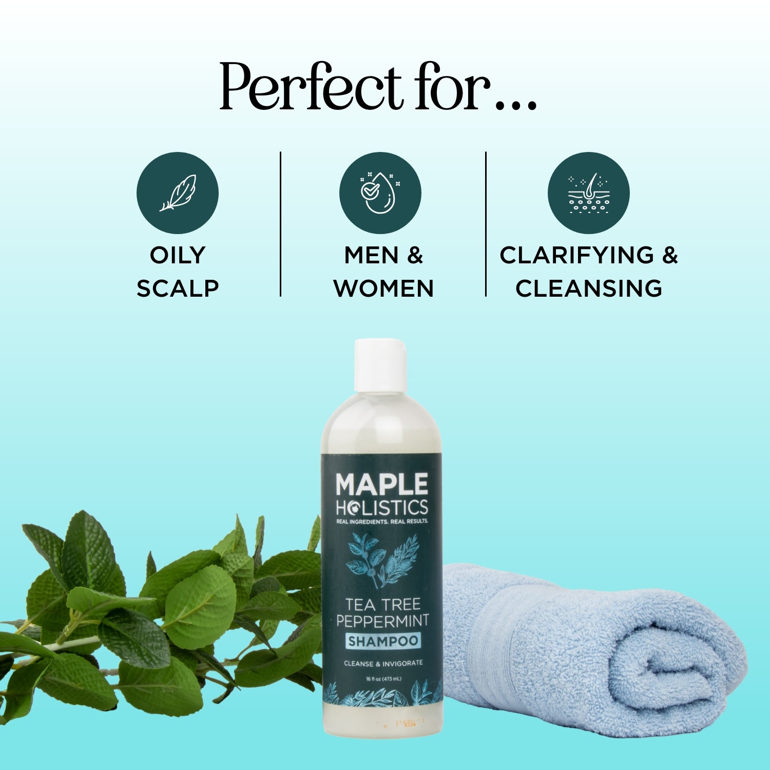 Tea Tree & Peppermint Shampoo for Oily Scalp & Dandruff Control - Refreshing & Soothing Hair Care for Daily Use