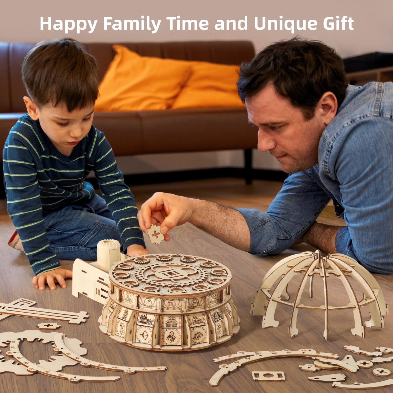 MIEBELY STEM Building Toys Kit - 3D Wooden Puzzle for Adults & Kids Ages 8+, DIY LED Wood Model with USB Charging, Illuminated Globe Music Box - Perfect Birthday Gift, Desk Decor for Boys & Girls - Great for STEM Learning, Home Office Decoration and Creative Play