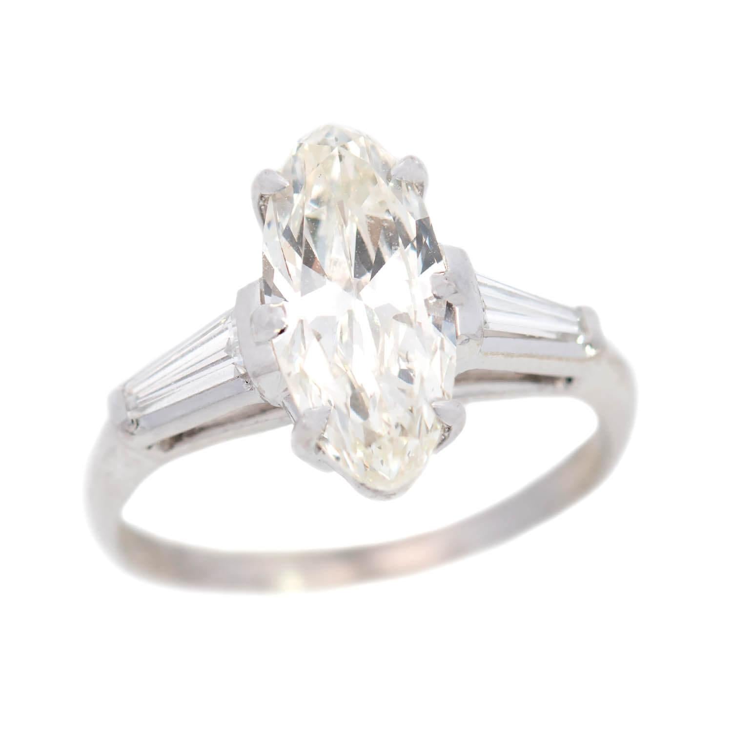 Vintage Platinum Oval-Cut Diamond Engagement Ring 2.13 Carat - Perfect for Proposals, Anniversaries & Special Occasions