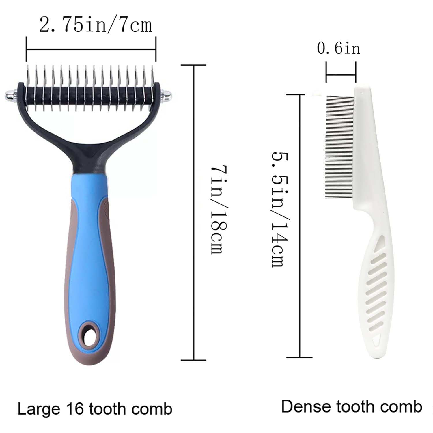 Double Sided Undercoat Rake Comb for Dogs & Cats - Professional Pet Grooming Tool for Shedding, Dematting & Flea Removal (16 Tooth, Blue) - Perfect for Home Grooming & Pet Spa Sessions