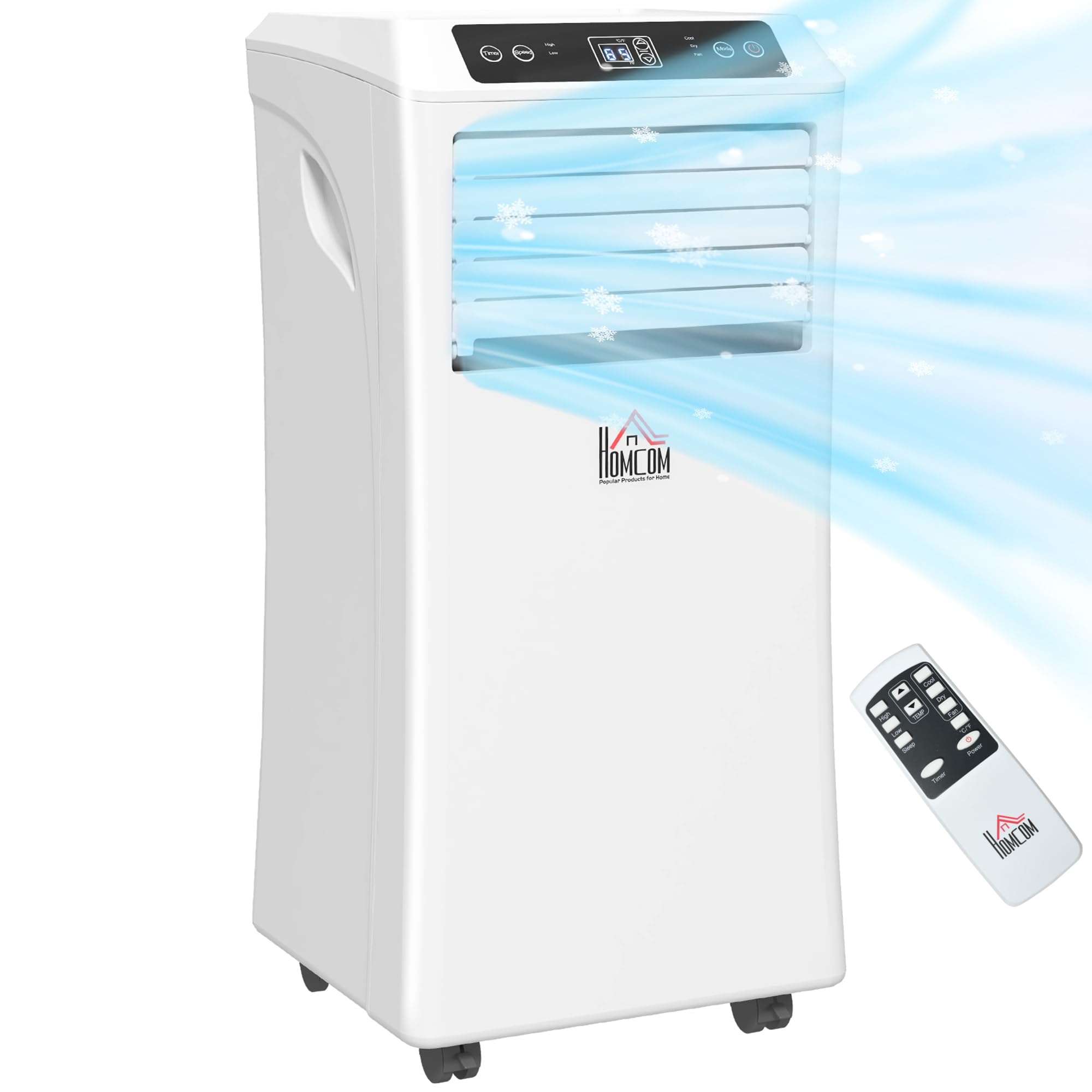 HOMCOM 10000 BTU Portable Air Conditioner with Remote Control - Cooling, Dehumidifier & Fan for Bedroom, Living Room, Home Office - White | Perfect for Summer Cooling & Year-Round Comfort