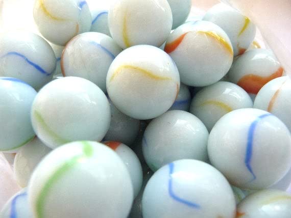 Vintage Glass Marbles Bulk Pack - 50pcs Classic Retro White Marbles for Kids Games, DIY Crafts & Home Decor