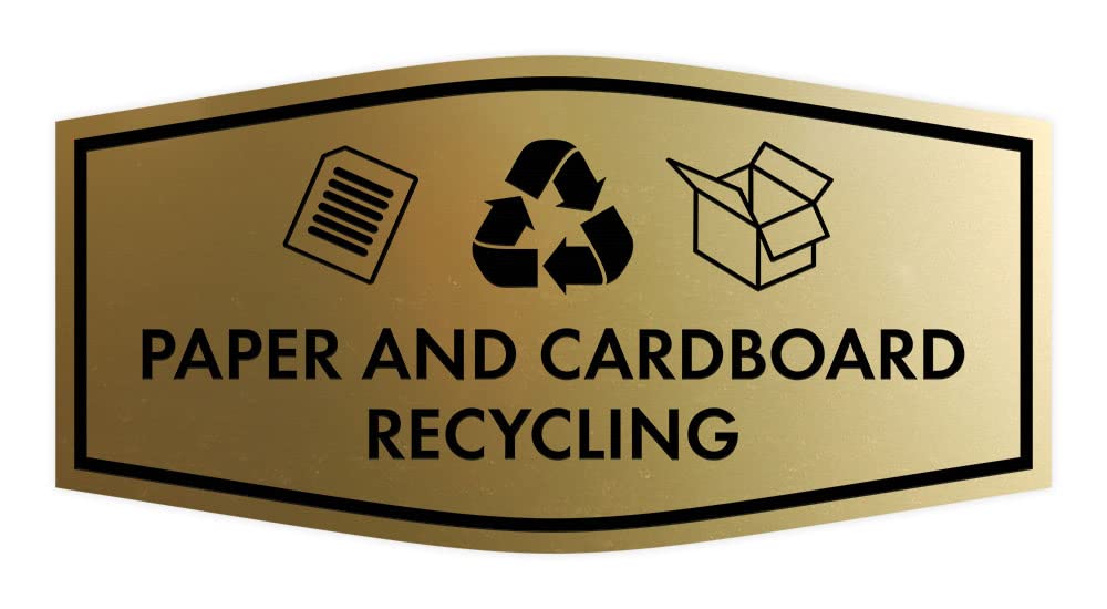 Eco-Friendly Brushed Gold Paper & Cardboard Recycling Sign - Large Wall Decal for Office, School & Home Sustainability Awareness