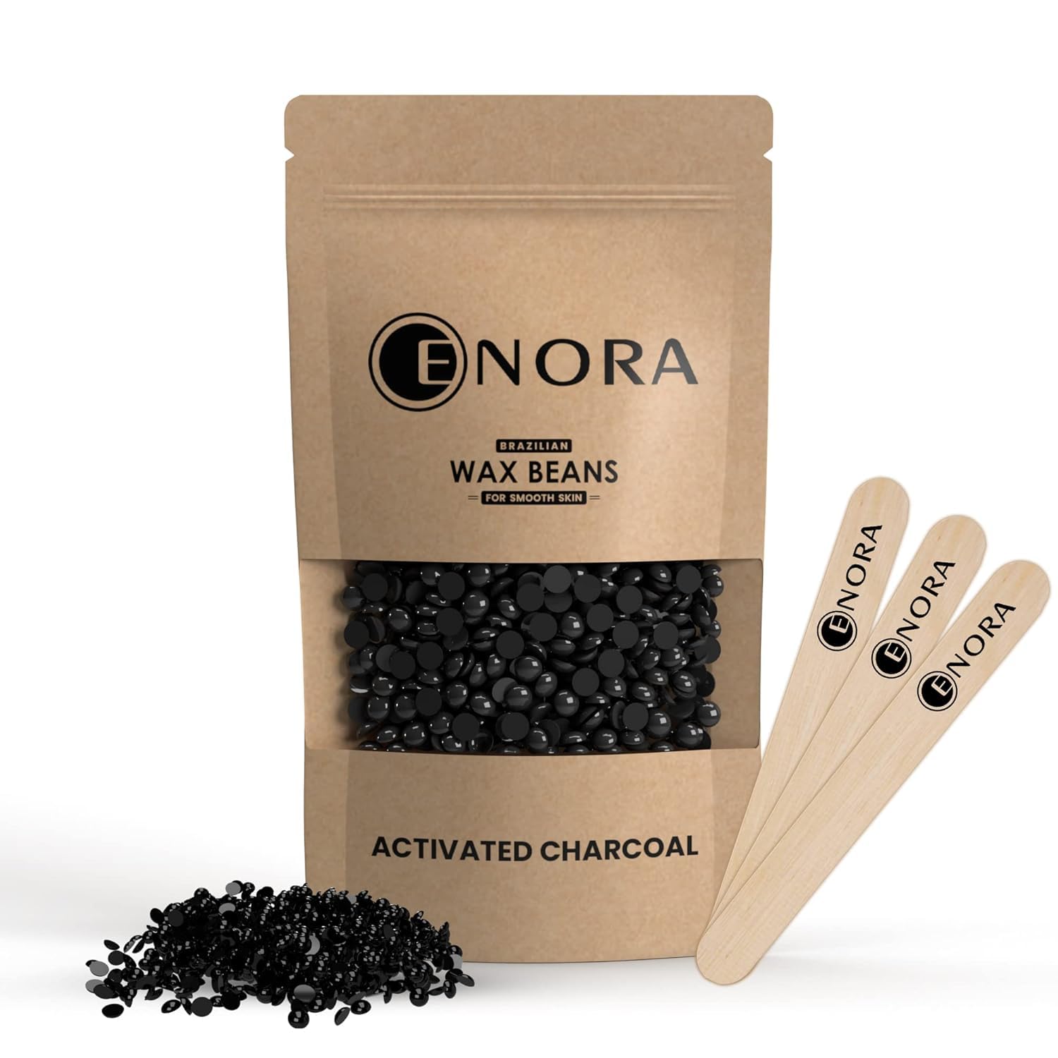 Brazilian Hard Wax Beans for Hair Removal - Activated Charcoal (800g) | Safe for Face, Eyebrows, Back, Chest, Bikini, Legs, Arms & Beards | At-Home Waxing & Salon Professional Use