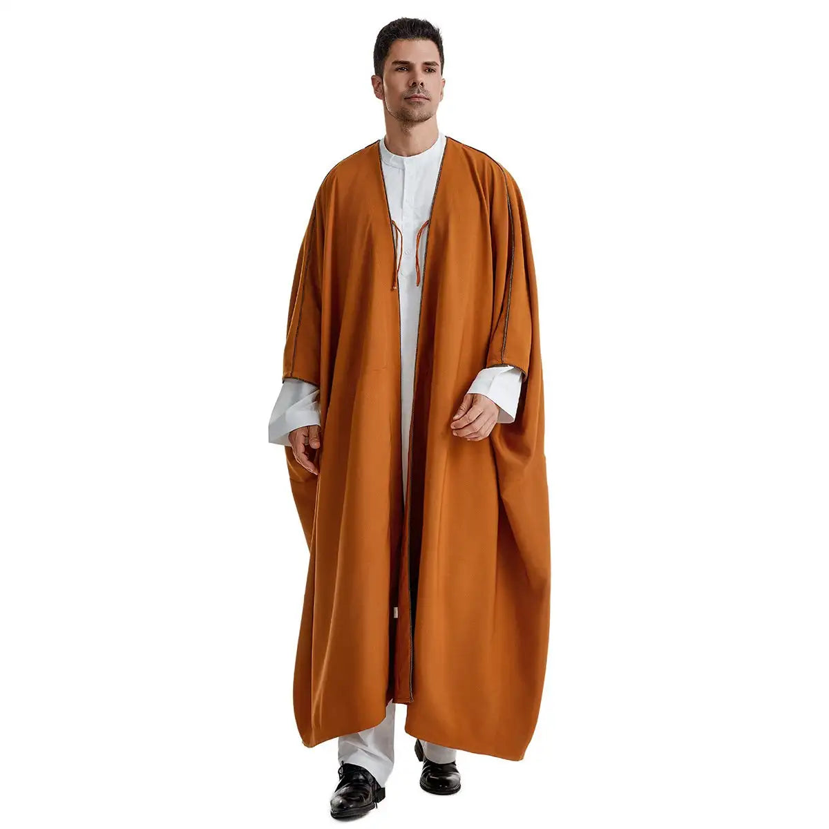 Premium Saudi Men's Bisht - Thick Fabric Abaya in Black, Beige, Coffee & Tan | Traditional Arabic Robe for Weddings, Eid & Special Occasions