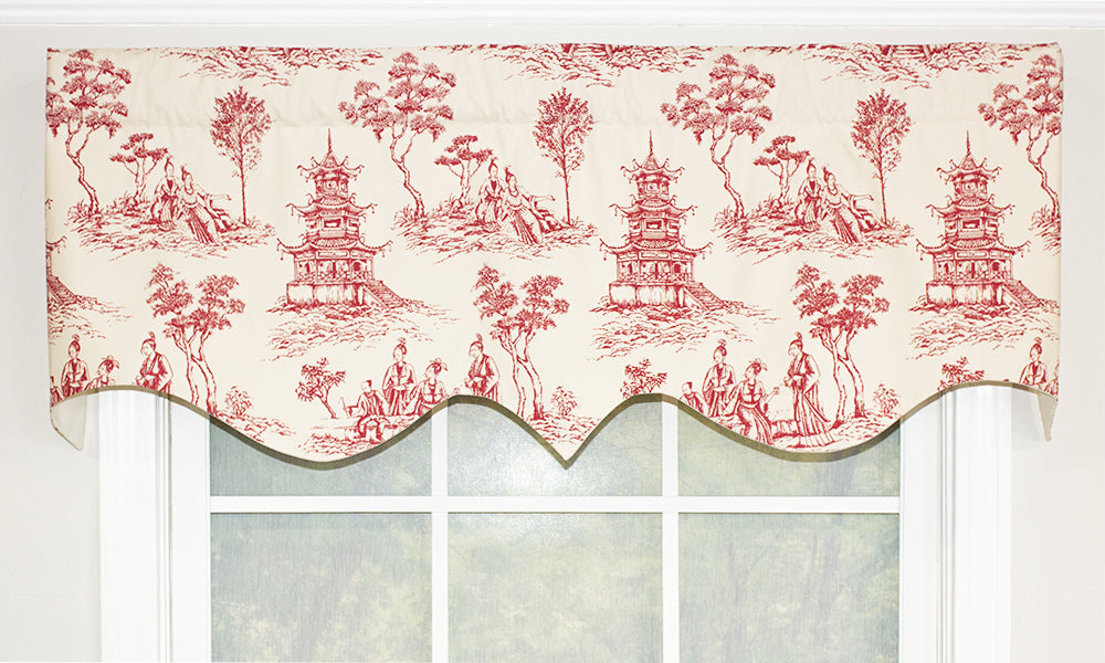 Naomi Toile Regal Valance - Elegant Window Valance for Living Room & Bedroom Decor | French Country Style Home Curtain Topper