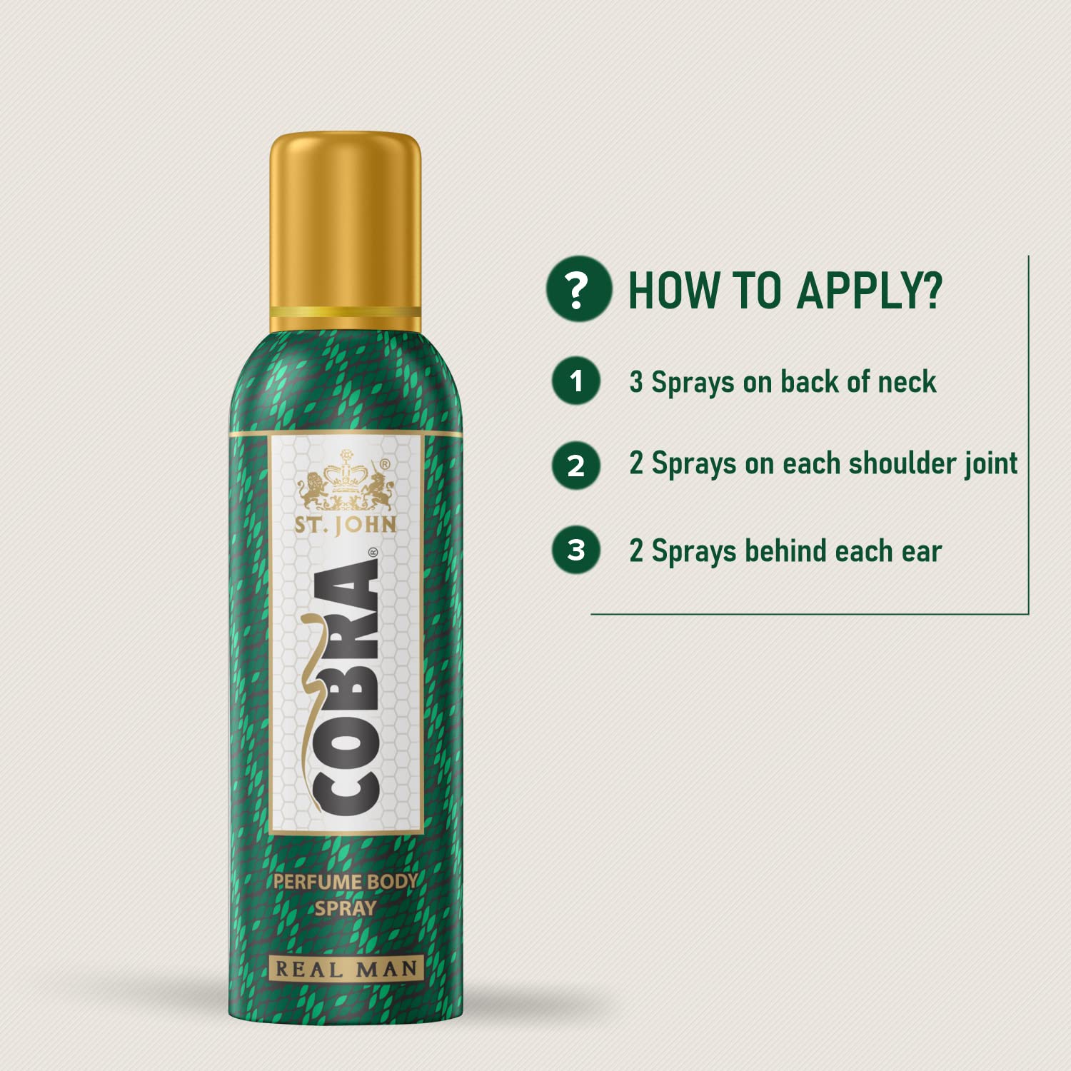 ST.JOHN Cobra Real Men Perfume Body Spray - Long Lasting Fragrance, No Gas Deodorant for Men (100ml) - Perfect for Daily Use, Gym, Office & Special Occasions