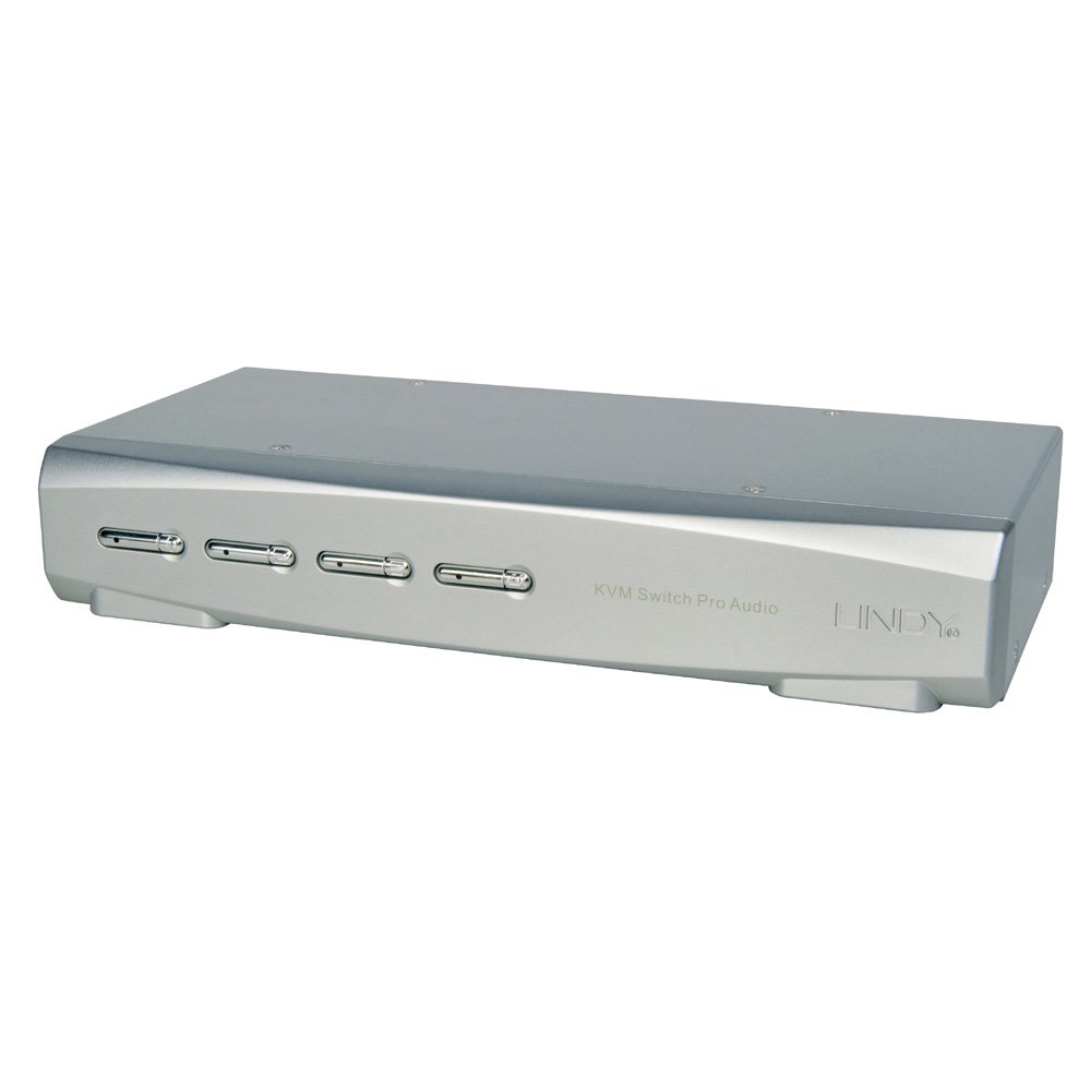 LINDY 39305 4 Port USB 2.0 KVM Switch with DisplayPort 1.2 & TTU - Silver | Multi-Computer Control for Office, Gaming & IT Management