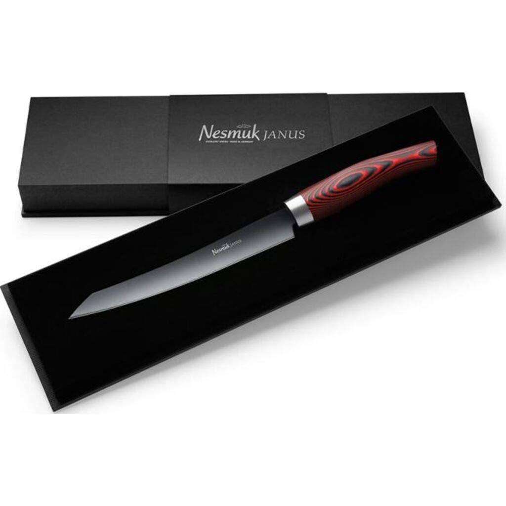 JANUS Slicer 160 - Premium Micarta Red Kitchen Knife for Professional Chefs & Home Cooking - Perfect for Meat Cutting, Vegetable Chopping & Food Prep
