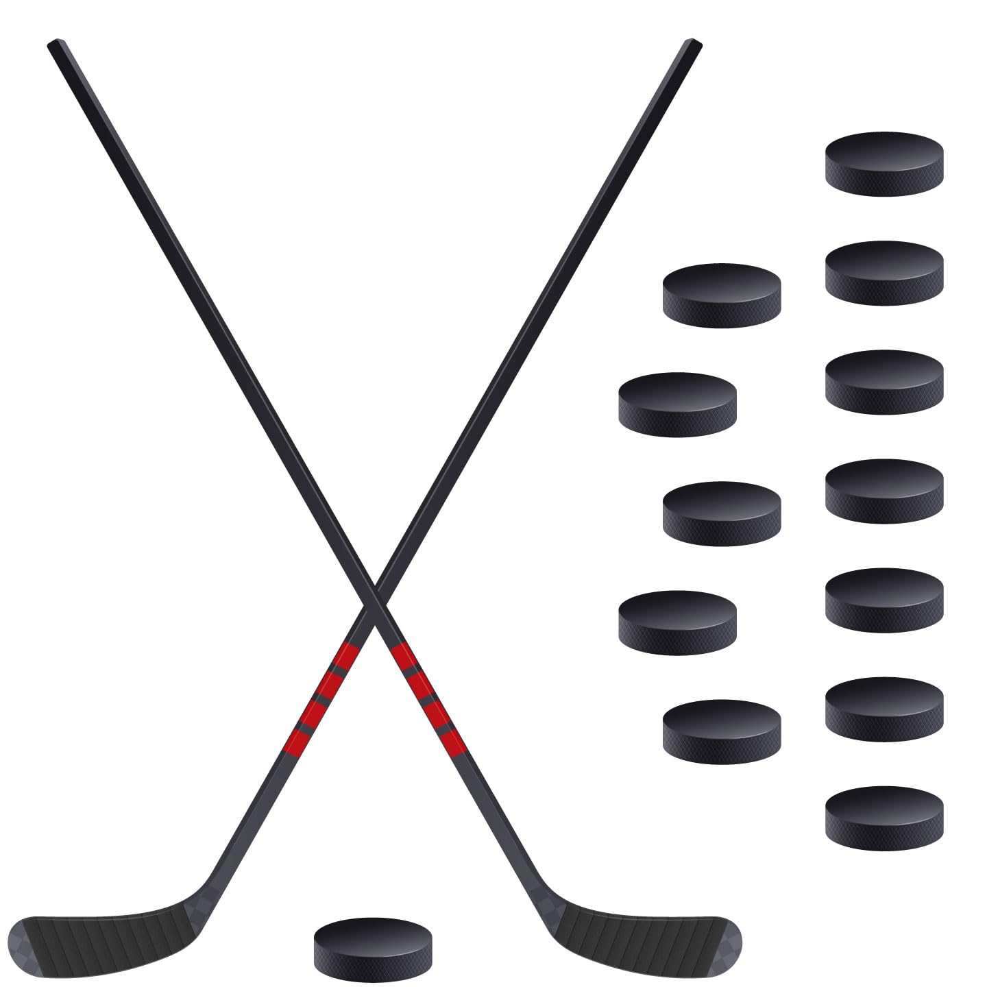 Hockey Sticks and Pucks Wall Decals Set - Sports Room Decor for Hockey Fans | Perfect for Bedroom, Game Room & Office Decoration