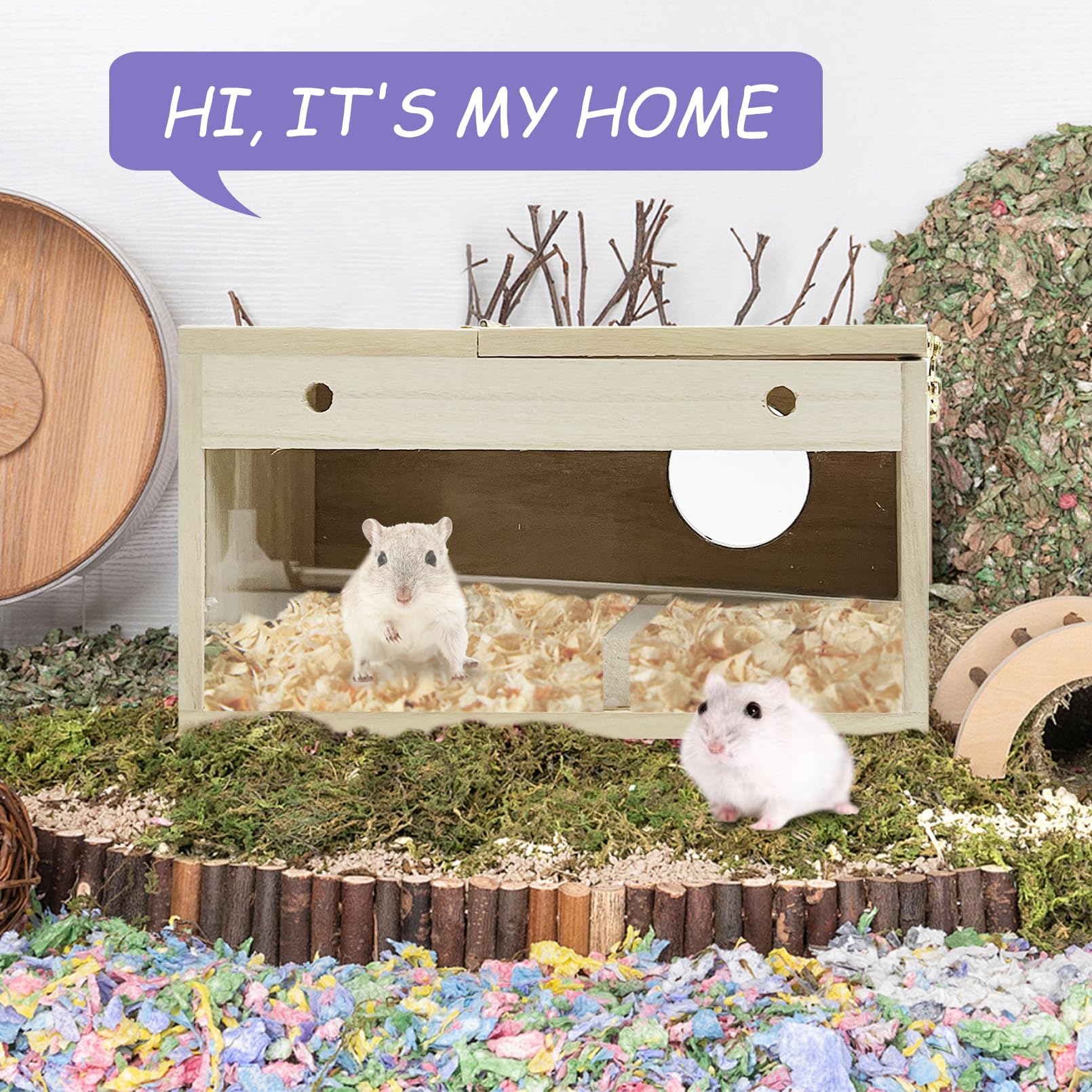Hamiledyi Wooden Hamster Hideout House - Natural Chew Toy Small Animal Habitat for Syrian Dwarf Hamsters, Mice & Gerbils - Perfect Cage Accessory for Play, Sleep & Stress Relief