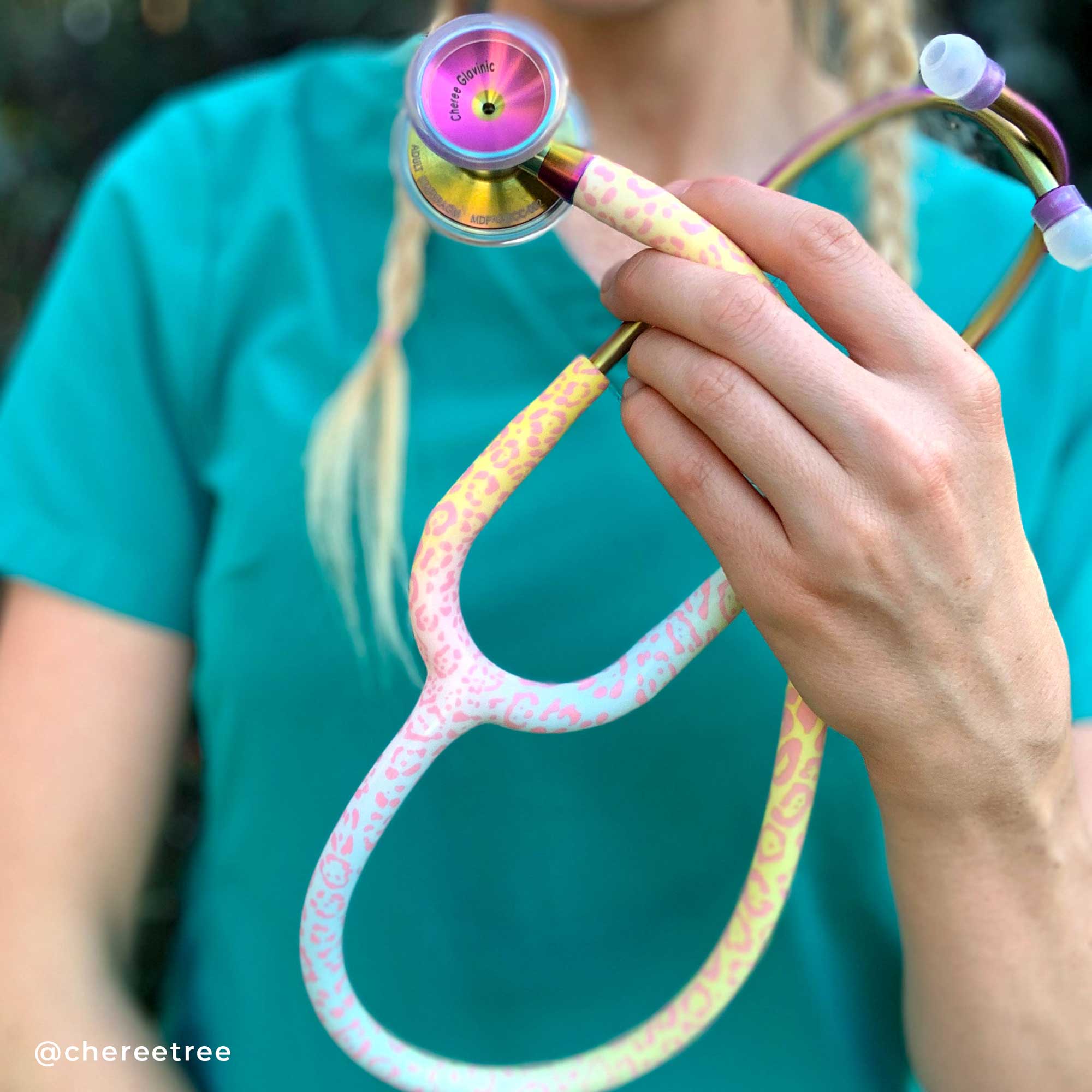 ProCardial® Titanium Cardiology Stethoscope - Rainbow Leopard & Kaleidoscope Design | Premium Medical Stethoscope for Doctors, Nurses & Healthcare Professionals | Ideal for Cardiology, Emergency Room & Clinical Use