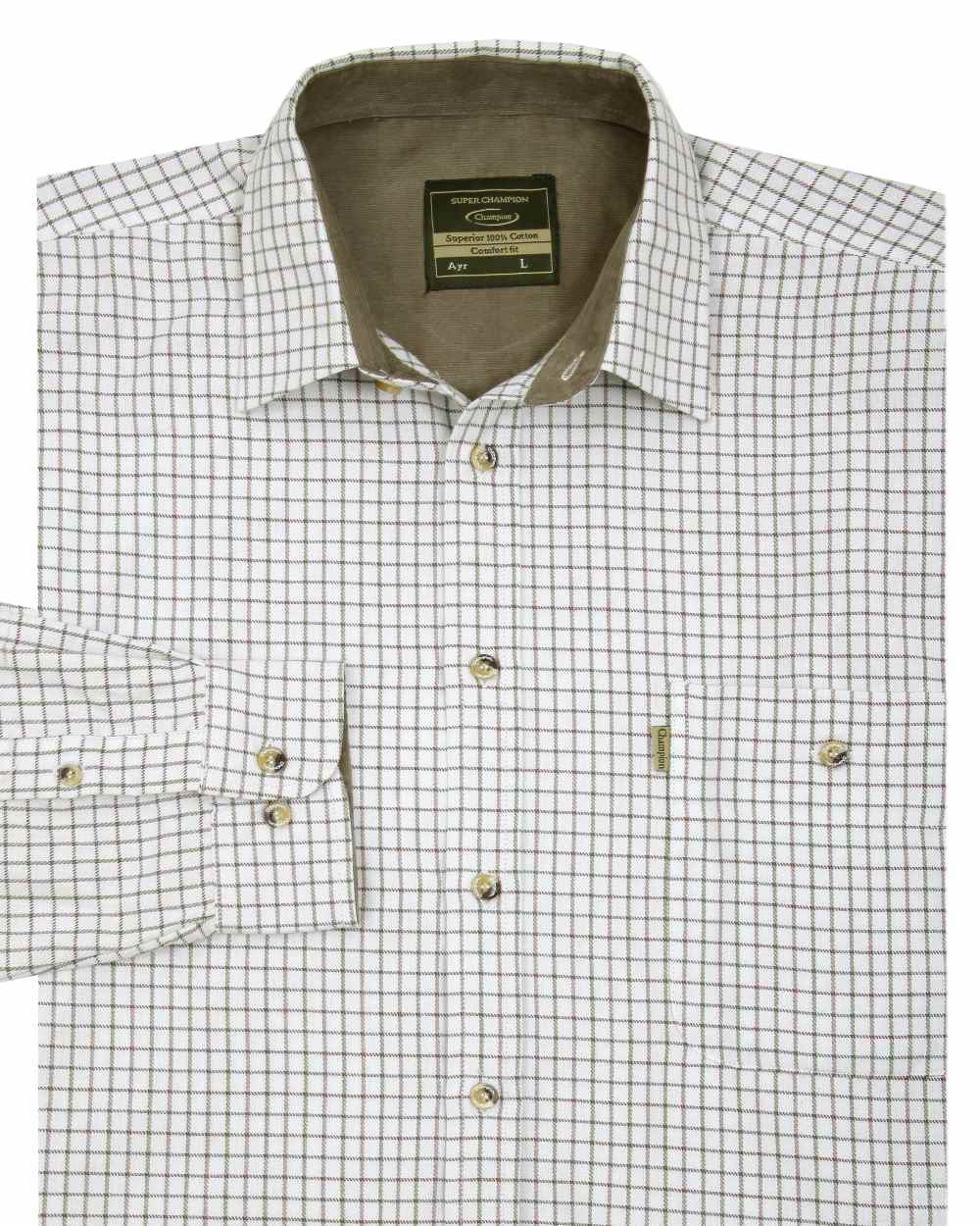 Champion Ayr Heavyweight 100% Cotton Tattersall Shirt for Men - Classic Plaid Button-Down for Casual Wear & Outdoor Activities