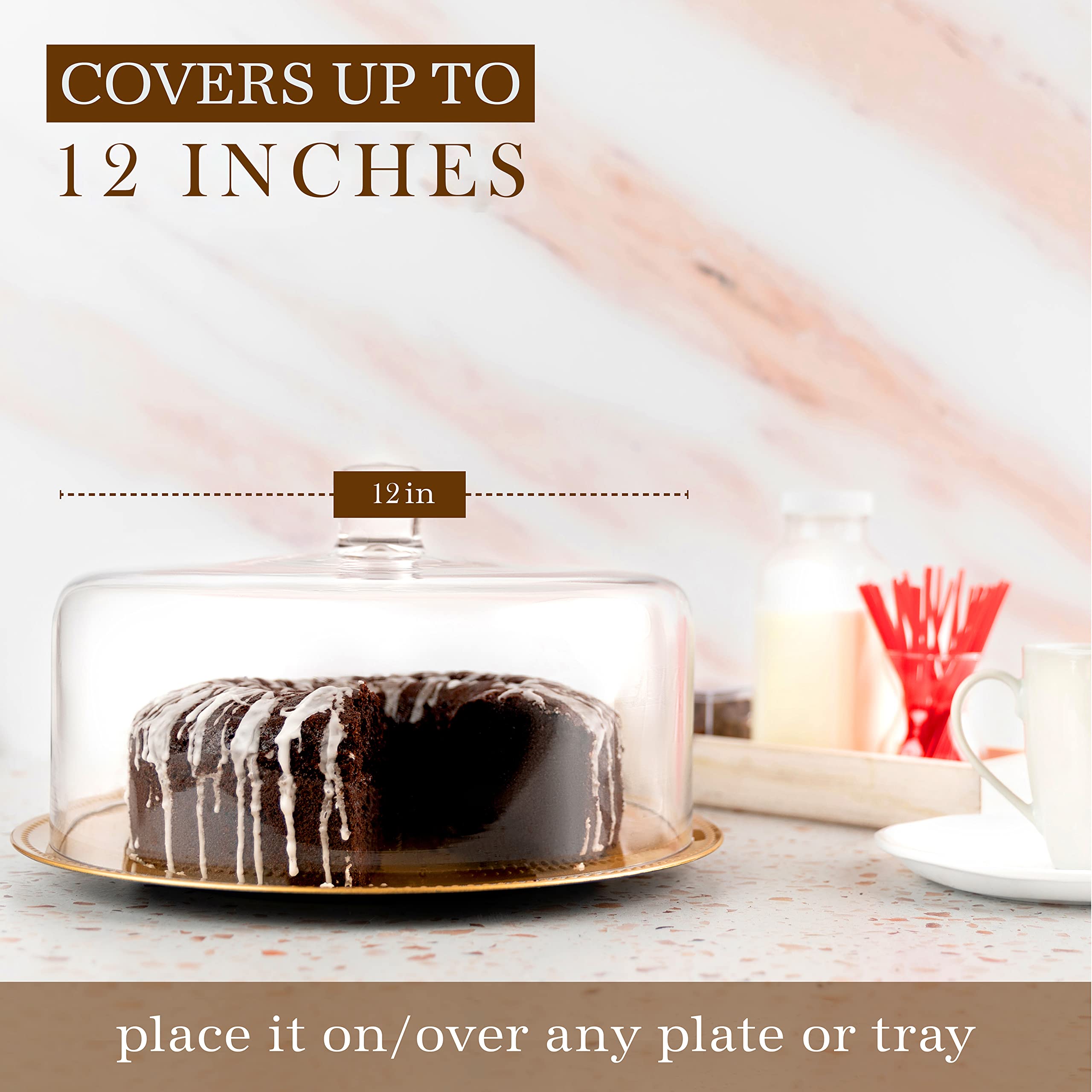Galashield 12-Inch Glass Cake Dome with Lid - Airtight Cake Cover for Freshness, Display & Storage | Perfect for Birthday Cakes, Wedding Desserts & Bakery Showcases
