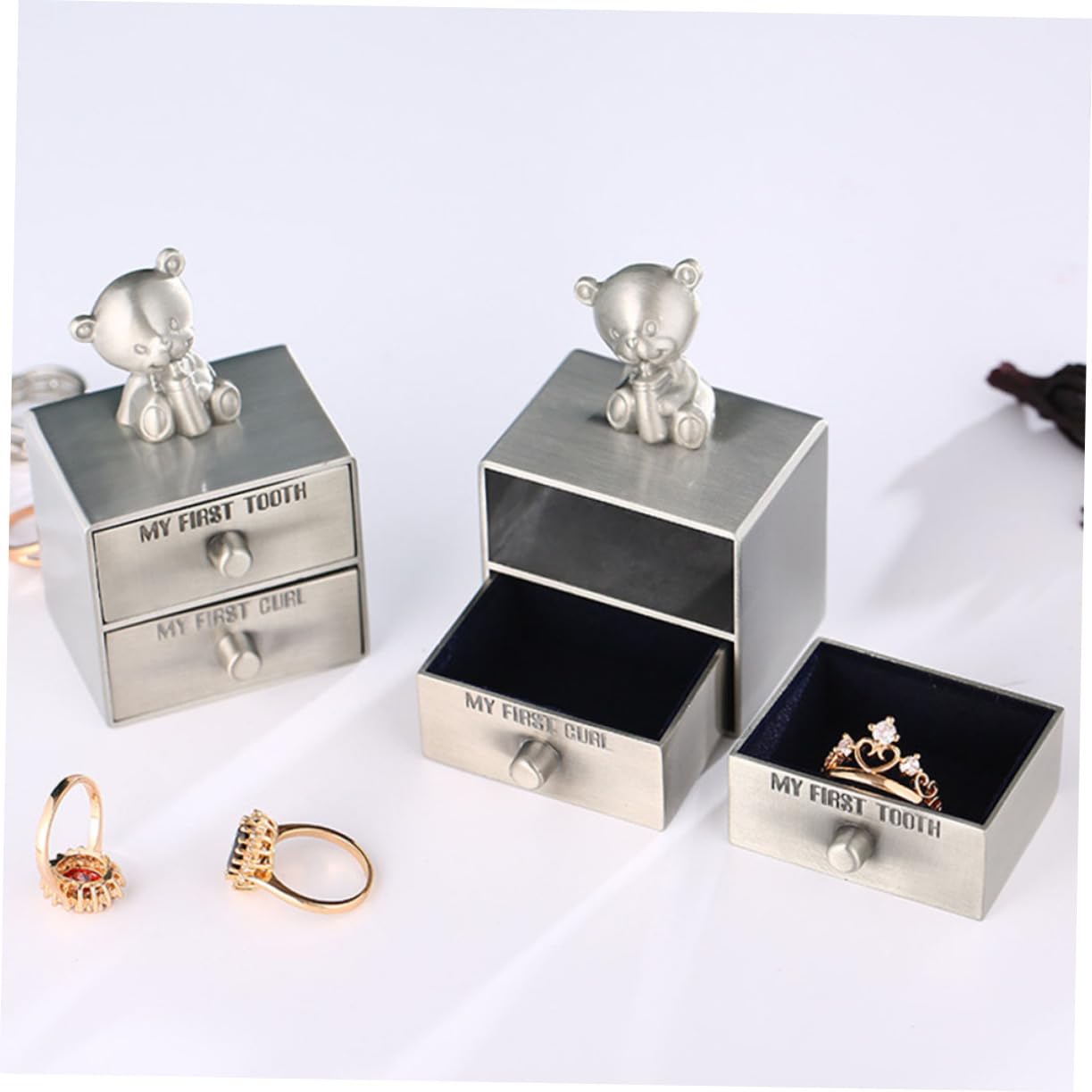 Toyvian Baby First Tooth Box - Metal Baby Tooth Keepsake Holder with Curl Design for Newborns | Perfect Baby Shower Gift & Milestone Memory Keepsake