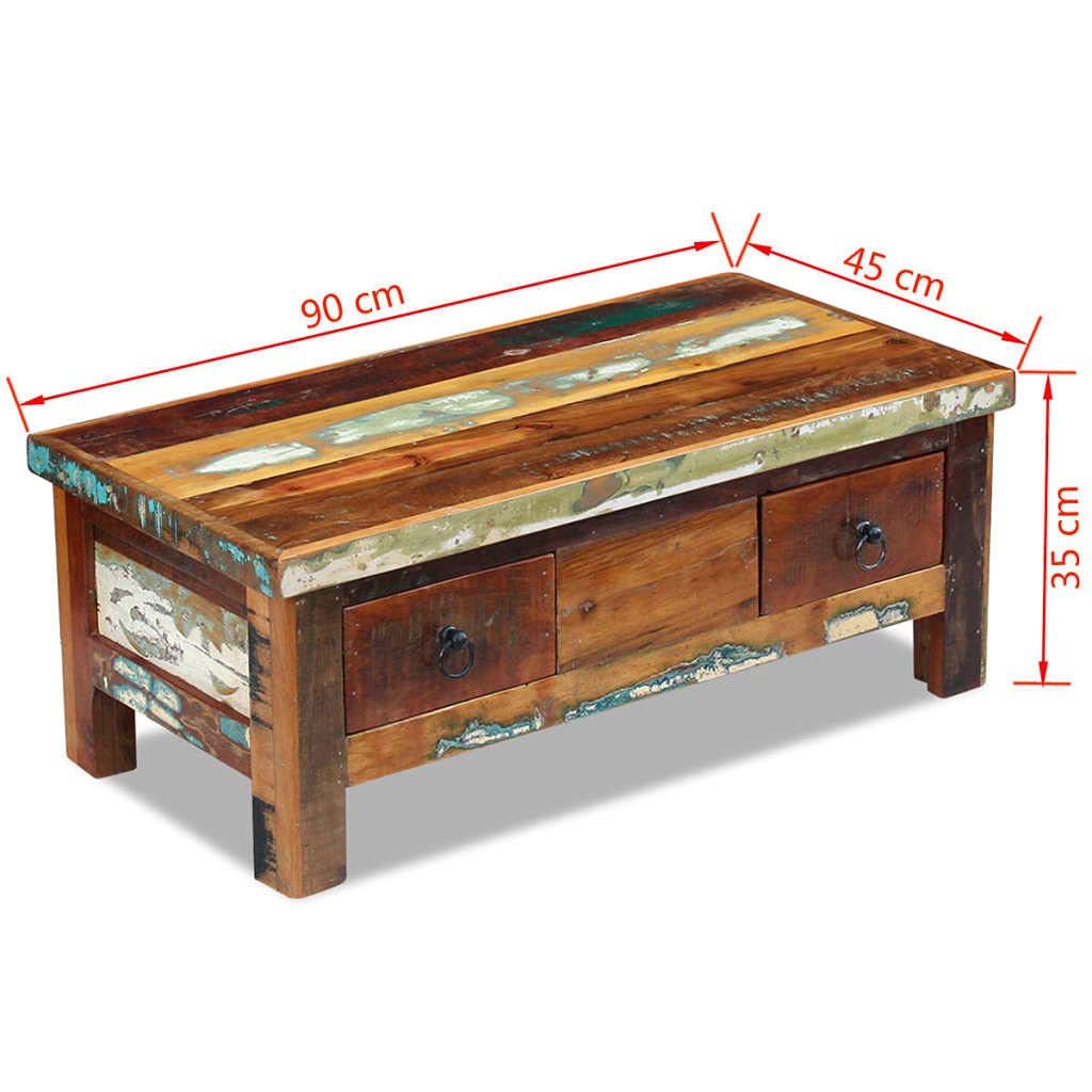 Vintage Industrial Coffee Table - Rustic Farmhouse Solid Wood Tea Table for Living Room & Office