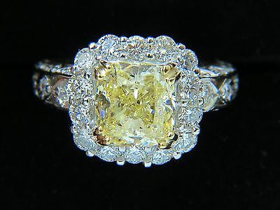 5.52CT GIA Certified Natural Fancy Yellow Cushion Diamond Cluster Halo Ring - VVS1 Clarity, Elegant Engagement & Wedding Jewelry for Women