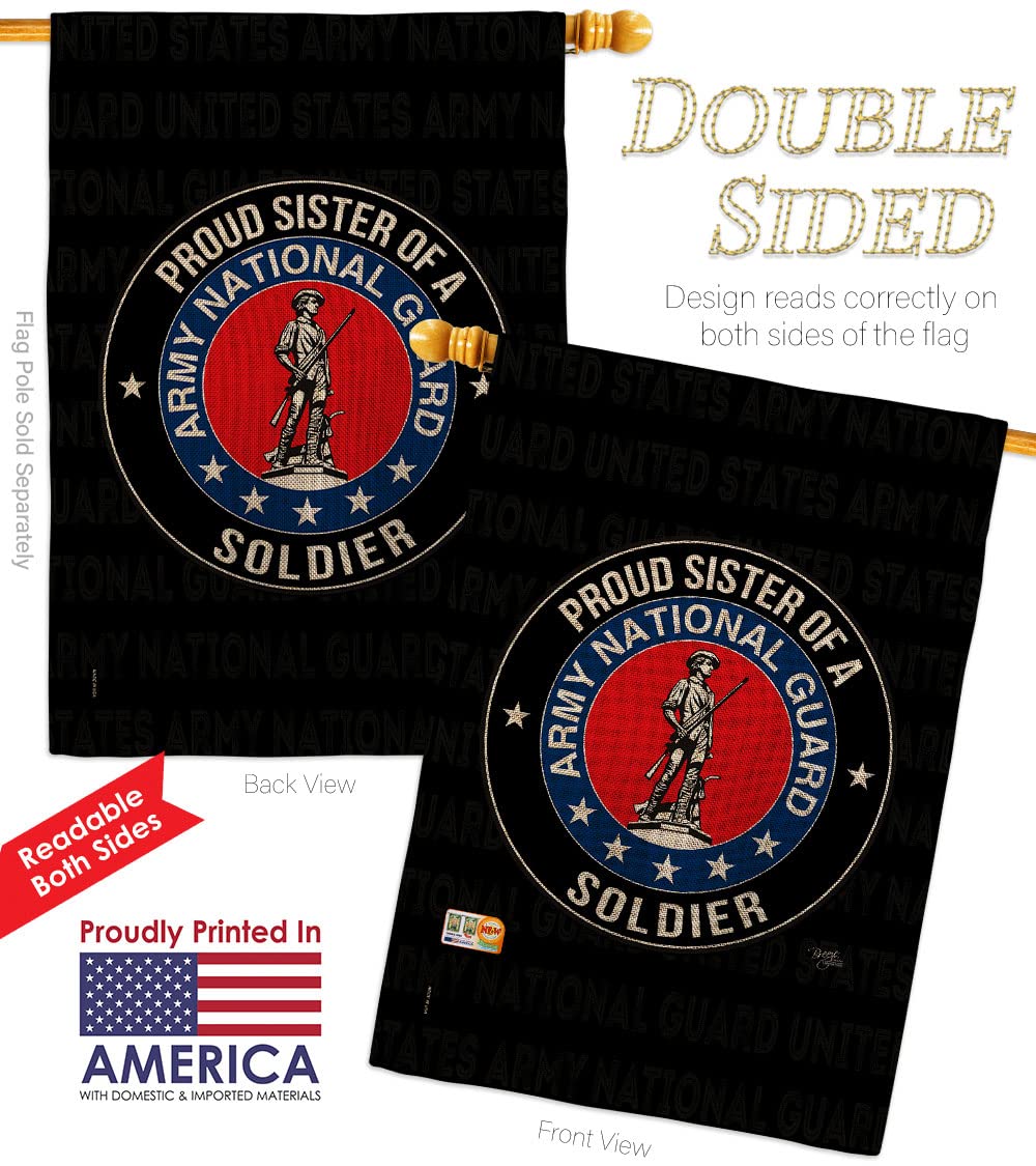 Double-Sided USA Made Army Garden Flag 28x40 Inch - Military Veteran Soldier Gift, Armed Forces National Guard ANG Burlap Yard Banner - Perfect for Patriotic Home Decor & Outdoor Memorial Displays