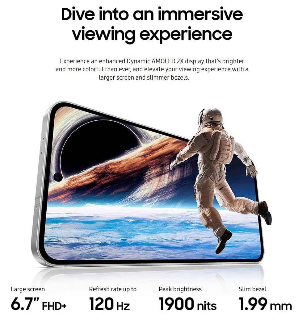 Samsung Galaxy S24 FE 128GB Unlocked Android Smartphone - 50MP AI Camera, Long Battery Life, Bright AMOLED Display | US Version 2024 (Renewed) - Perfect for Travel, Photography & Business Use