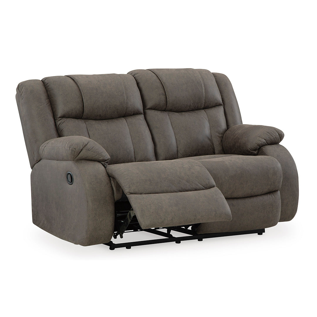 First Base Reclining Loveseat - Modern Two-Seater Recliner Sofa with Adjustable Backrest, Cup Holders & USB Charging Ports | Perfect for Living Rooms, Home Theaters & Small Spaces