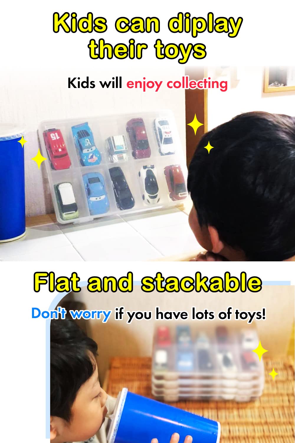 Hot Wheels & Tomica Car Organizers - Transparent Storage Box for 10 Cars - Durable Japan-Made Display Case (Box Only) - Perfect for Collectors & Kids Room Organization