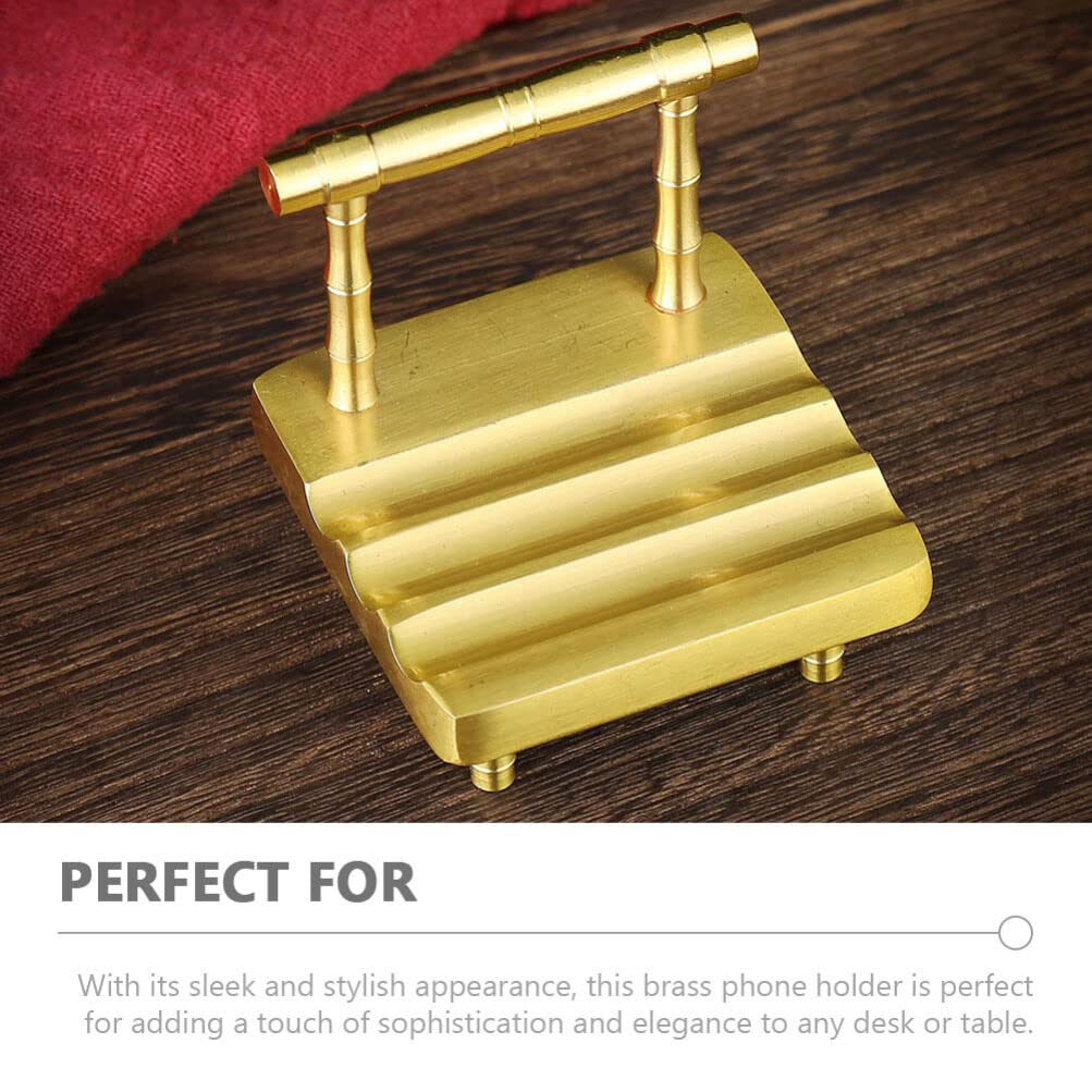 Stylish Brass Phone Stand for Desk - Elegant Office Accessory & Cell Phone Holder - Perfect for Home, Office, and Workspace Organization