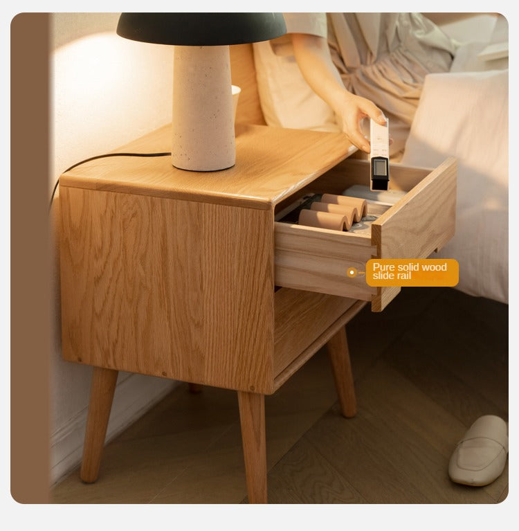 Solid Oak Wood Nightstand - Sturdy Bedside Table for Bedroom, Living Room, or Office - Perfect for Storage and Decor