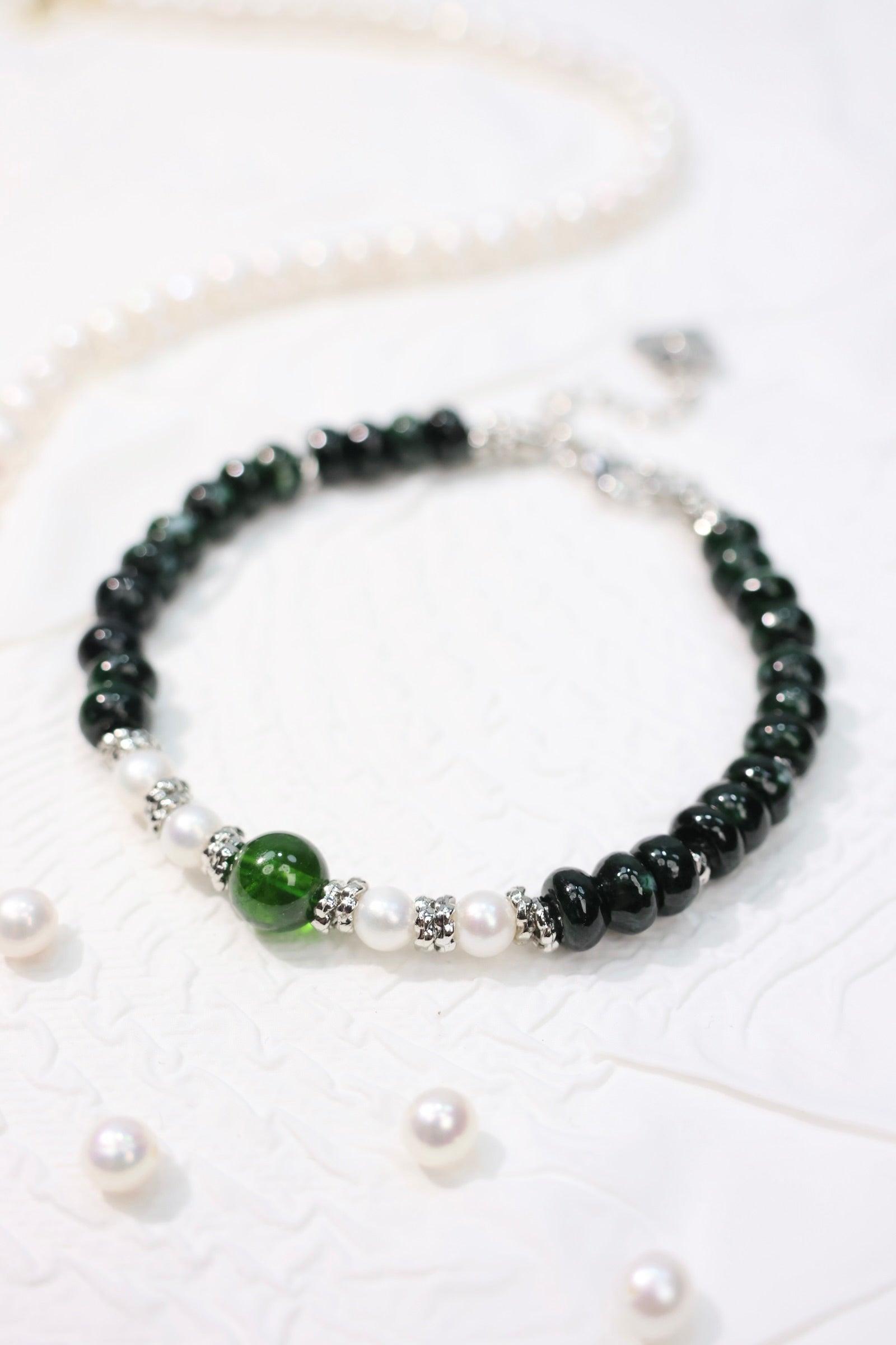 Imperial Green Gemstone Bracelet for Women - Elegant Pearl & Jewelry Gift for Special Occasions | Perfect for Weddings, Parties & Everyday Wear