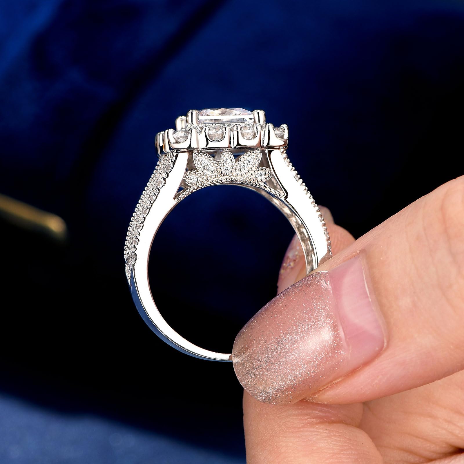 SHELOVES 925 Sterling Silver Bridal Ring Set for Women - Princess Cut Cubic Zirconia Engagement & Wedding Ring Set, Fake Diamond Rings Size J 1/2 to T 1/2 - Perfect for Proposals, Anniversaries & Bridal Jewelry Gifts