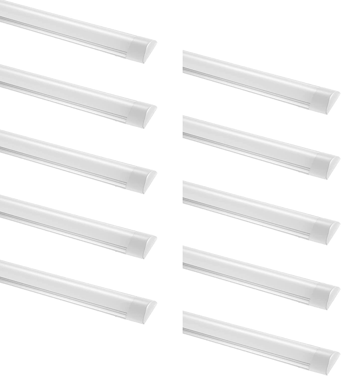 TYCOLIT 10-Pack 4FT LED Shop Light Fixture - 40W 120cm LED Tube Light 6500K Cool White - 130° Beam Angle Ceiling Light for Garage, Closet, Office, Living Room & Kitchen - Energy Efficient Commercial & Home Lighting Solution (No Plug Included) - Perfect for Workspaces, Storage Areas and Task Lighting