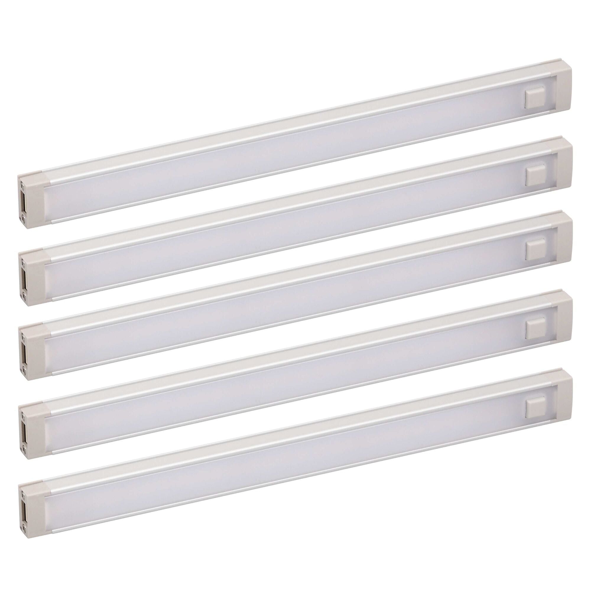 5 Bar LED Under Cabinet Lighting Kit - 9 Pack, Warm White 3000K, Dimmable, Plug-in or Hardwire, for Kitchen Counter, Pantry, Bookshelf & Display Case Lighting