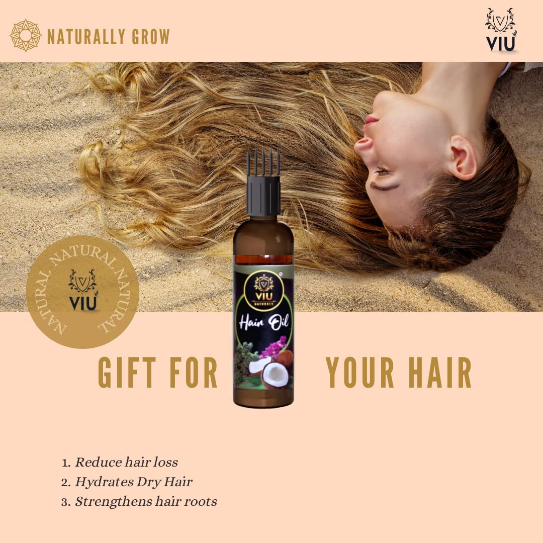 VIU Naturals Red Onion & Coconut Butter Hair Growth Oil - 50ml | Reduces Hair Fall & Promotes Healthy Hair Growth | Perfect for Daily Scalp Massage & Damaged Hair Treatment