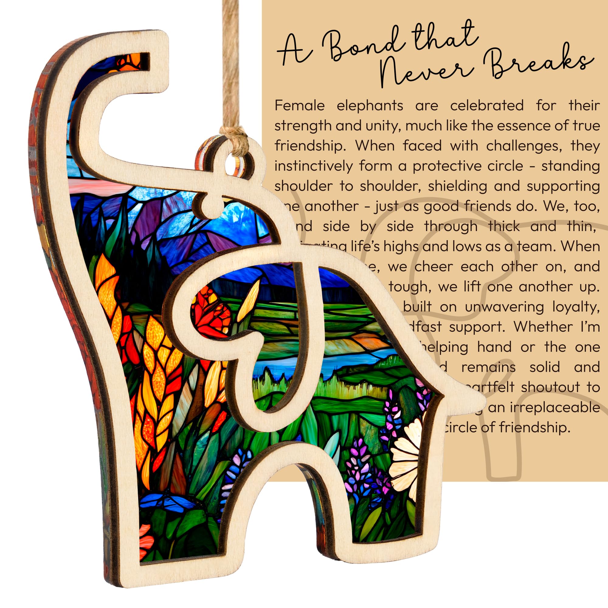 Friendship Elephant Easter Ornament with Story Card - Sisterhood Gifts for Women, Best Friend & Sister Easter Basket Stuffers - Unique Bond Decor & Suncatcher - Perfect for Easter Celebrations, Friendship Day & Home Decor