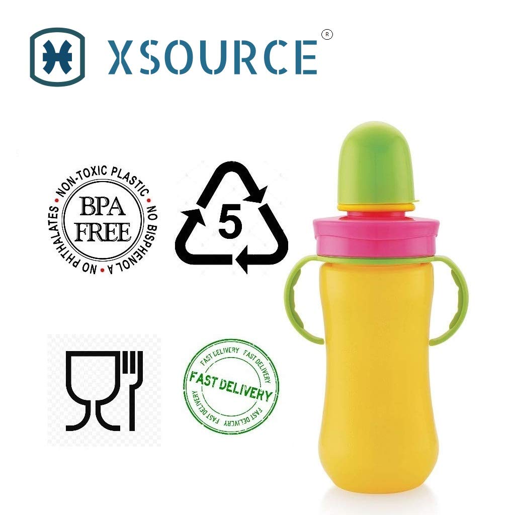 XSOURCE Bunny Baby Sipper Sippy Cup - Stage 1 Spill Proof, Leak Proof & Break Proof - Soft Silicone Nipple Training Cup for Infants & Toddlers (Pink) - Perfect for Daycare, Travel & Learning to Drink Independently