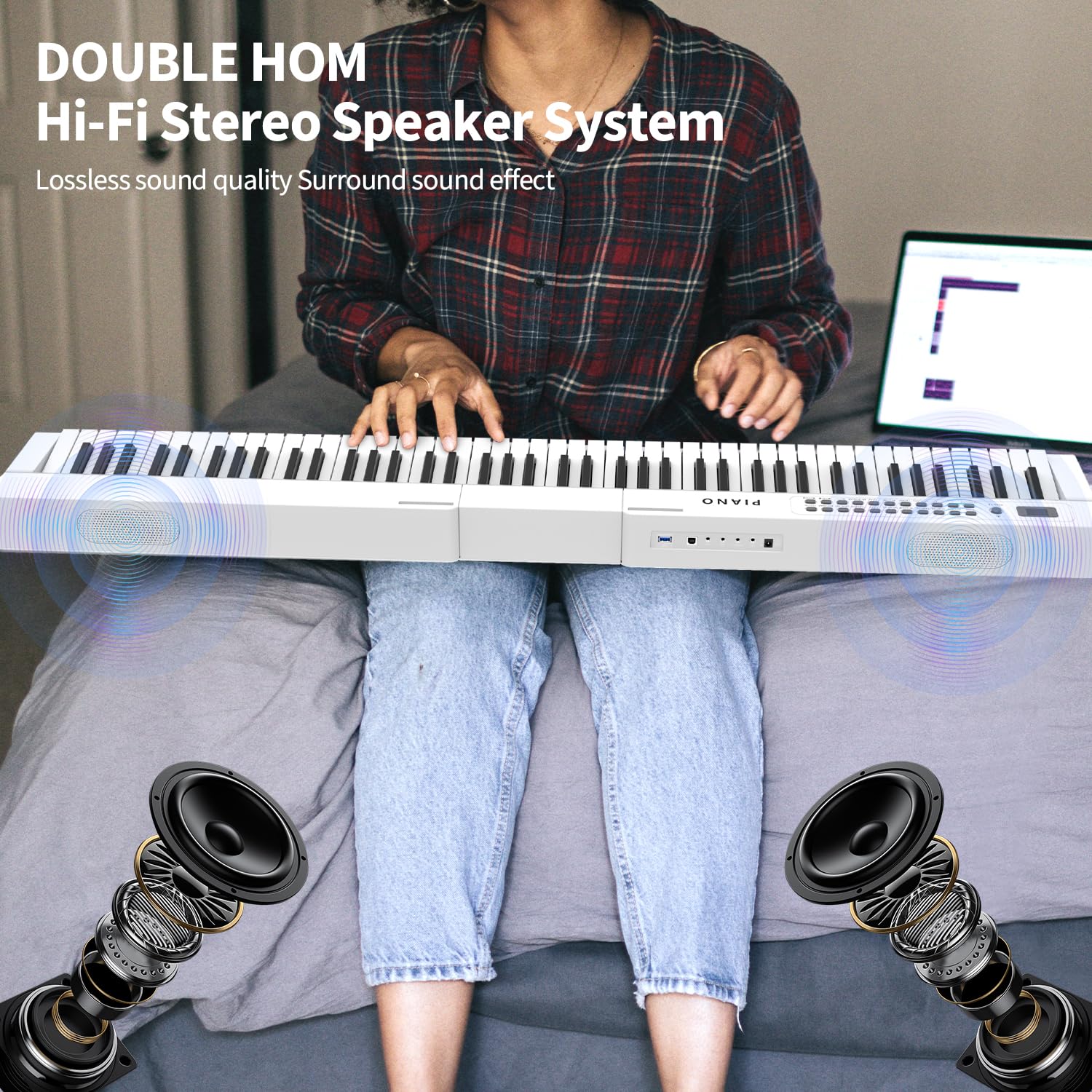 88-Key Full Size Semi-Weighted Digital Piano with Stand | Bluetooth Electronic Keyboard with Built-In Speakers, Sustain Pedal & MIDI/USB/MP3 Connectivity | Perfect for Beginners & Adults | Home Studio, Music Lessons & Live Performances