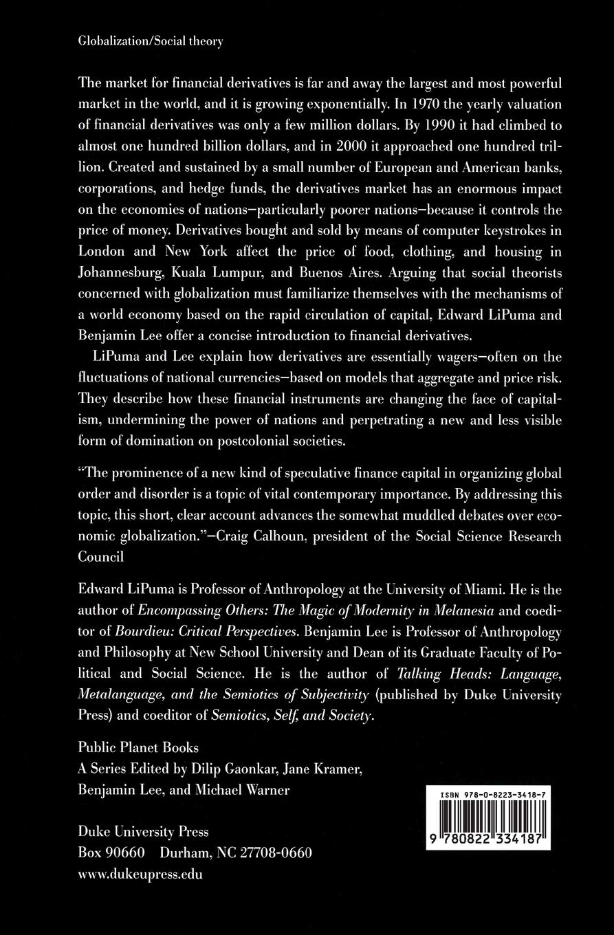 Financial Derivatives and the Globalization of Risk - Public Planet Books | Economics & Finance Theory | Investment Risk Management for Global Markets