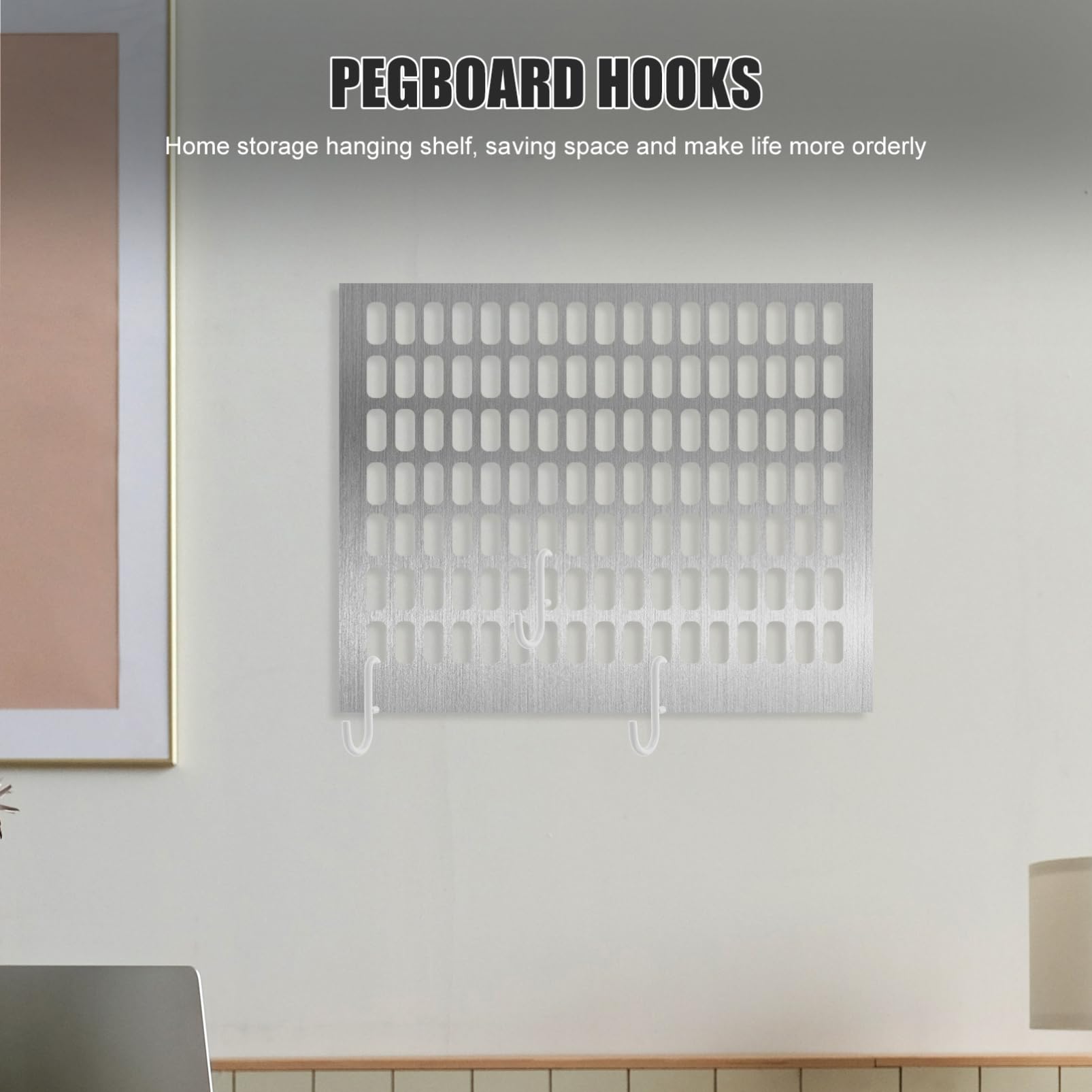 BUGUUYO 5 Pack Pegboard Hooks - Heavy Duty Iron Wall Mount Hooks for Garage, Kitchen & Bedroom Organization - White Storage Hanging Hooks for Tools, Utensils & Home Decor