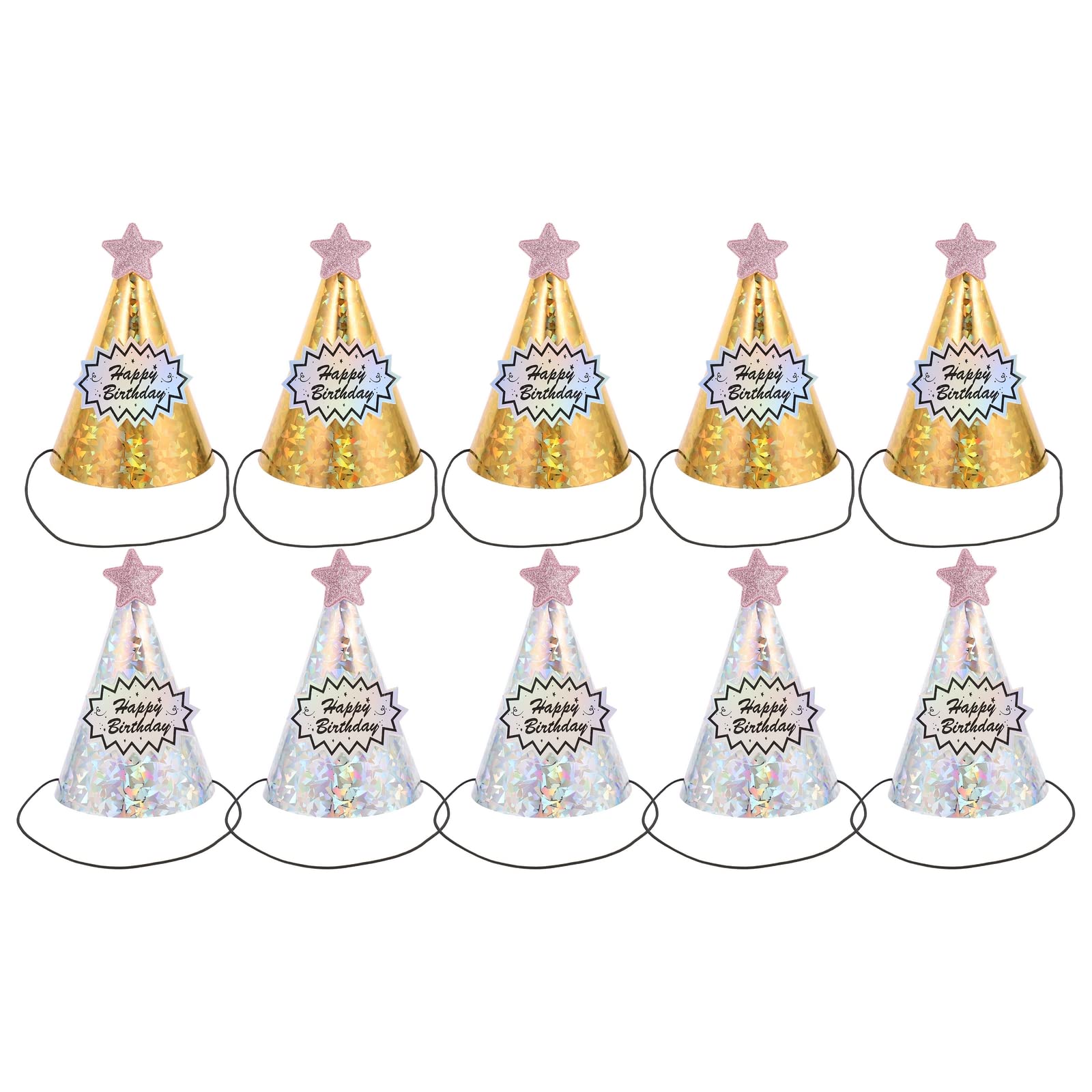 10Pcs Colorful Birthday Party Hats - Cone Shaped Decorative Hats for Adults & Kids - Perfect for Birthday Parties, Baby Showers, Home Decor and Wall Decoration
