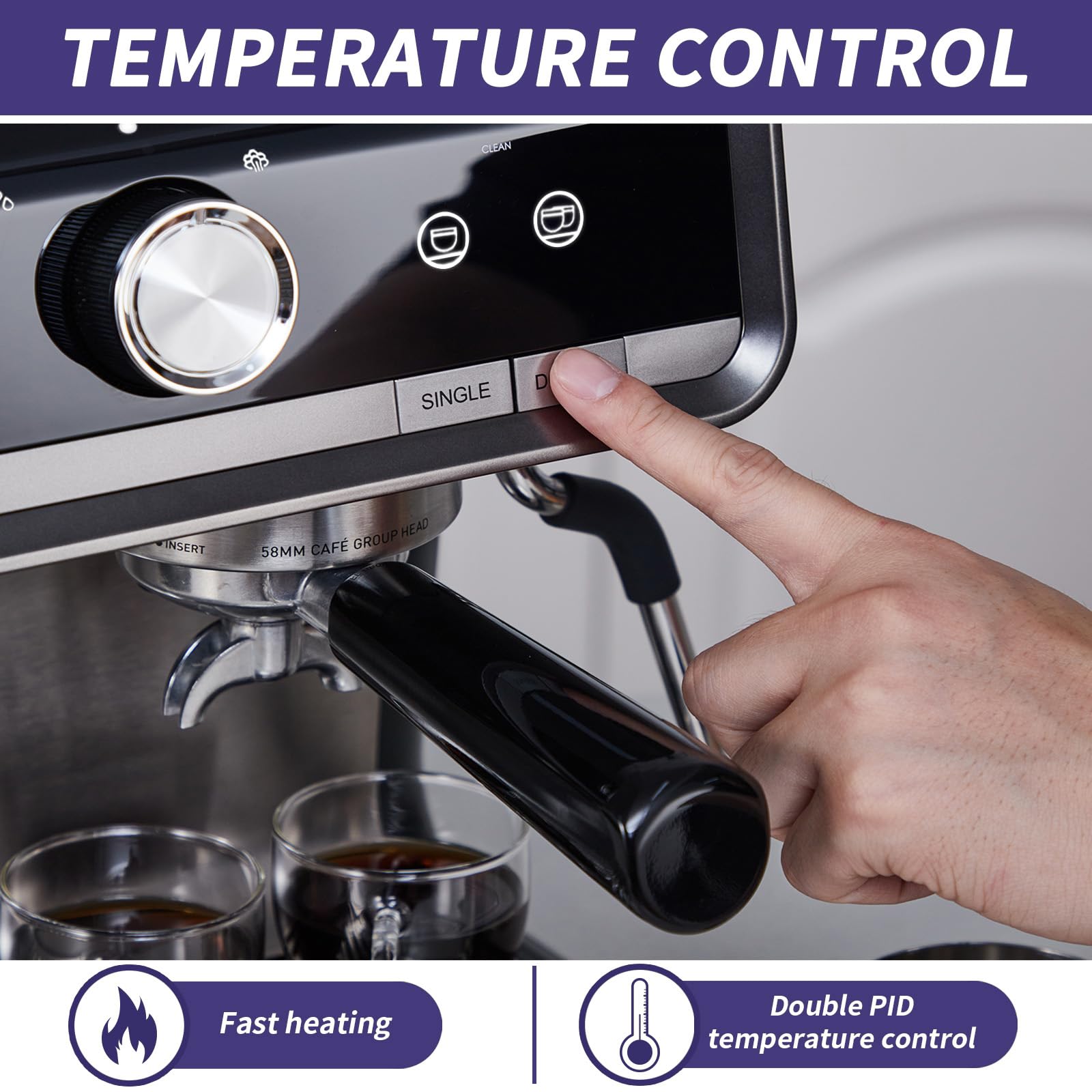 20 Bar Professional Espresso Machine with Built-in Grinder & Milk Frother - Home Coffee Maker for Espresso & Cappuccino with Removable Water Tank - Perfect Gift for Coffee Lovers (Home/Office/Cafe Use)