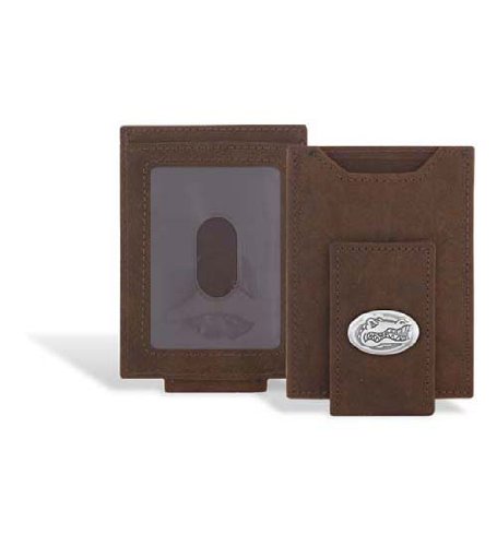 Florida Gators Genuine Leather Front Pocket Wallet for Men - Slim Bifold Credit Card Holder with ID Window - Perfect for Gameday, Travel & Everyday Carry