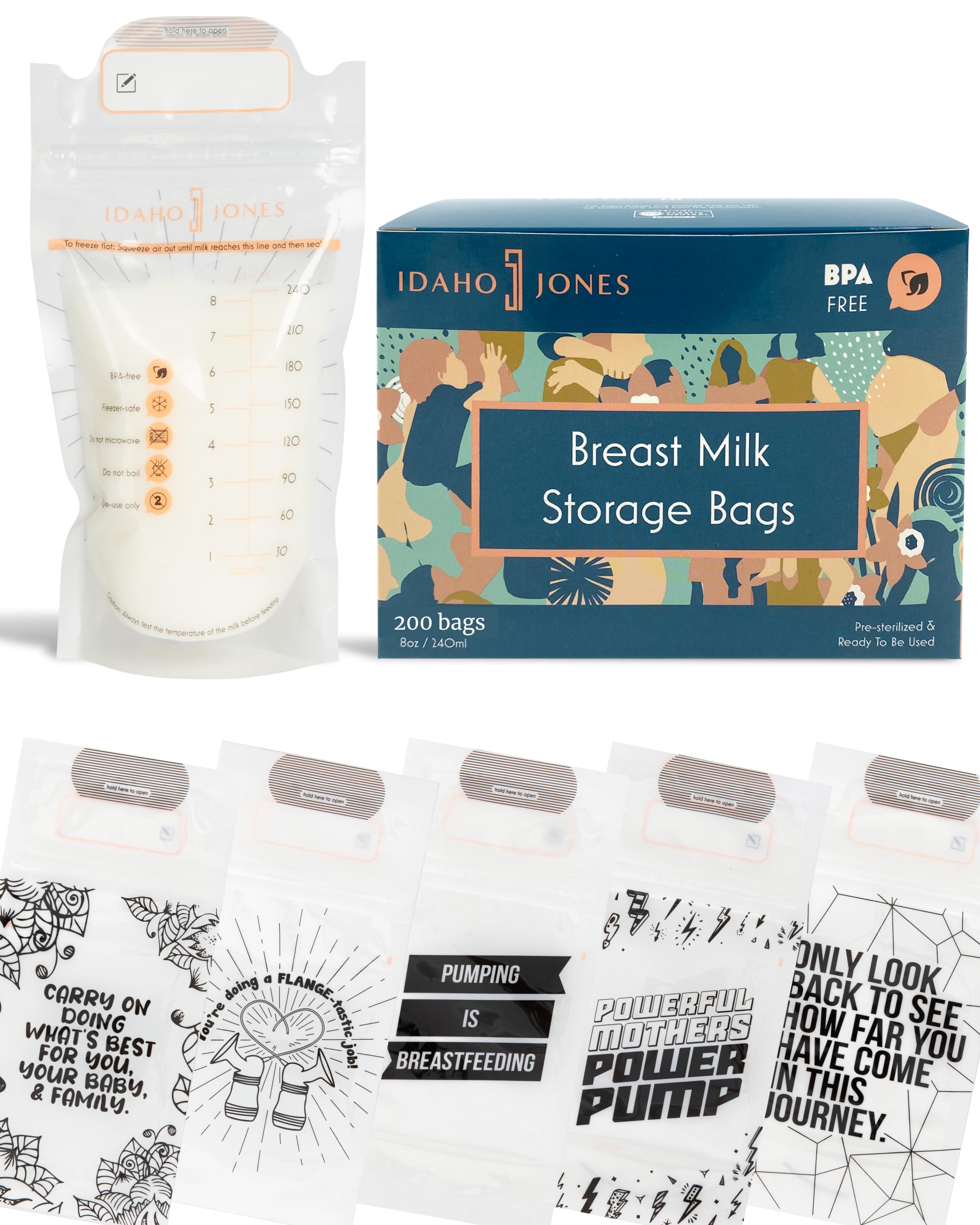 Breastmilk Storage Bags - 8 Ounce, 200 Count | BPA-Free, Leak-Proof, Pre-Sterilized | Pump & Freeze Breast Milk Safely | Perfect for Working Moms, Travel & Emergency Milk Supply